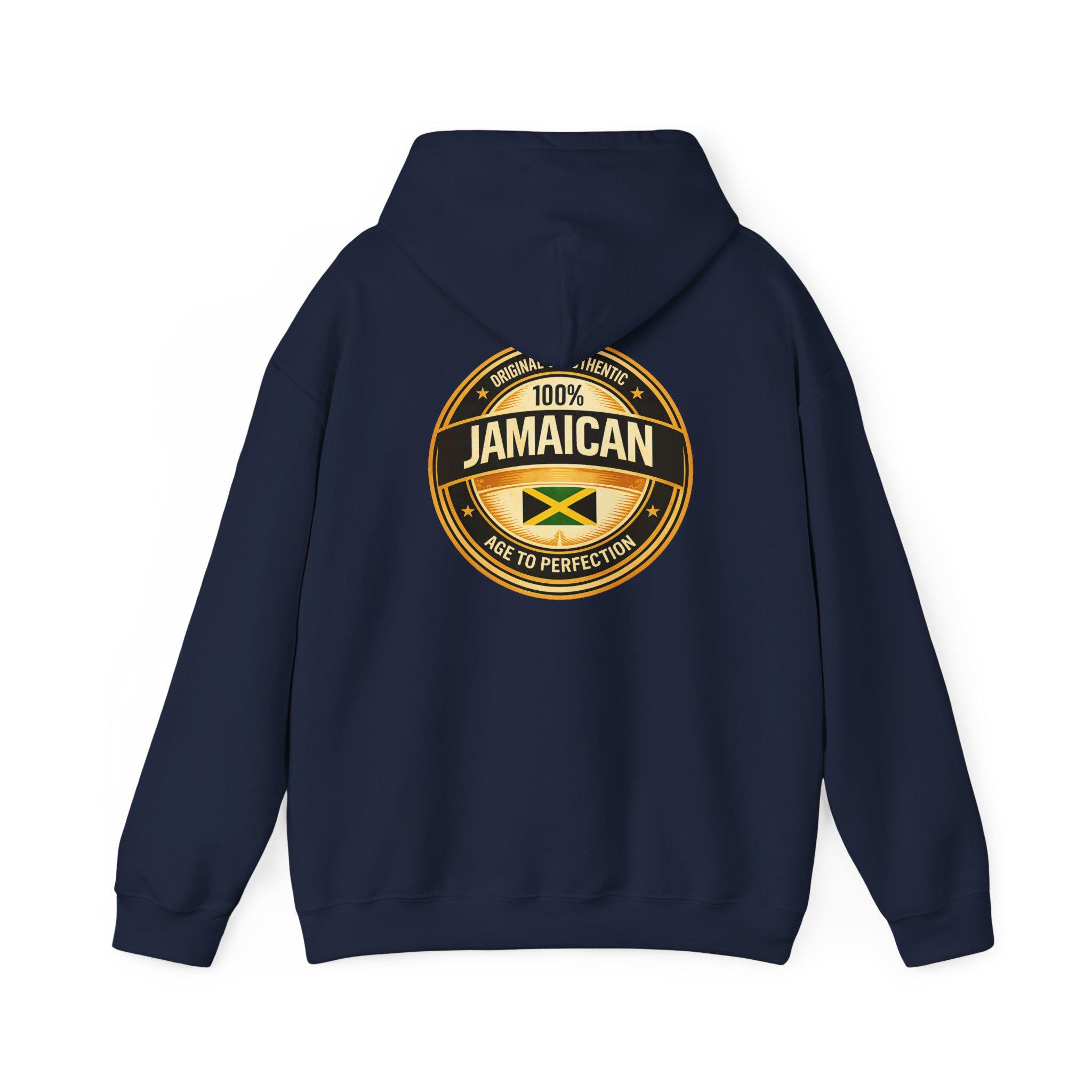 100% Jamaican Flag Hoodie, Jamaican pride Pullover, Back Print Unisex Sweatshirt, Caribbean Heritage Gift, product view 14