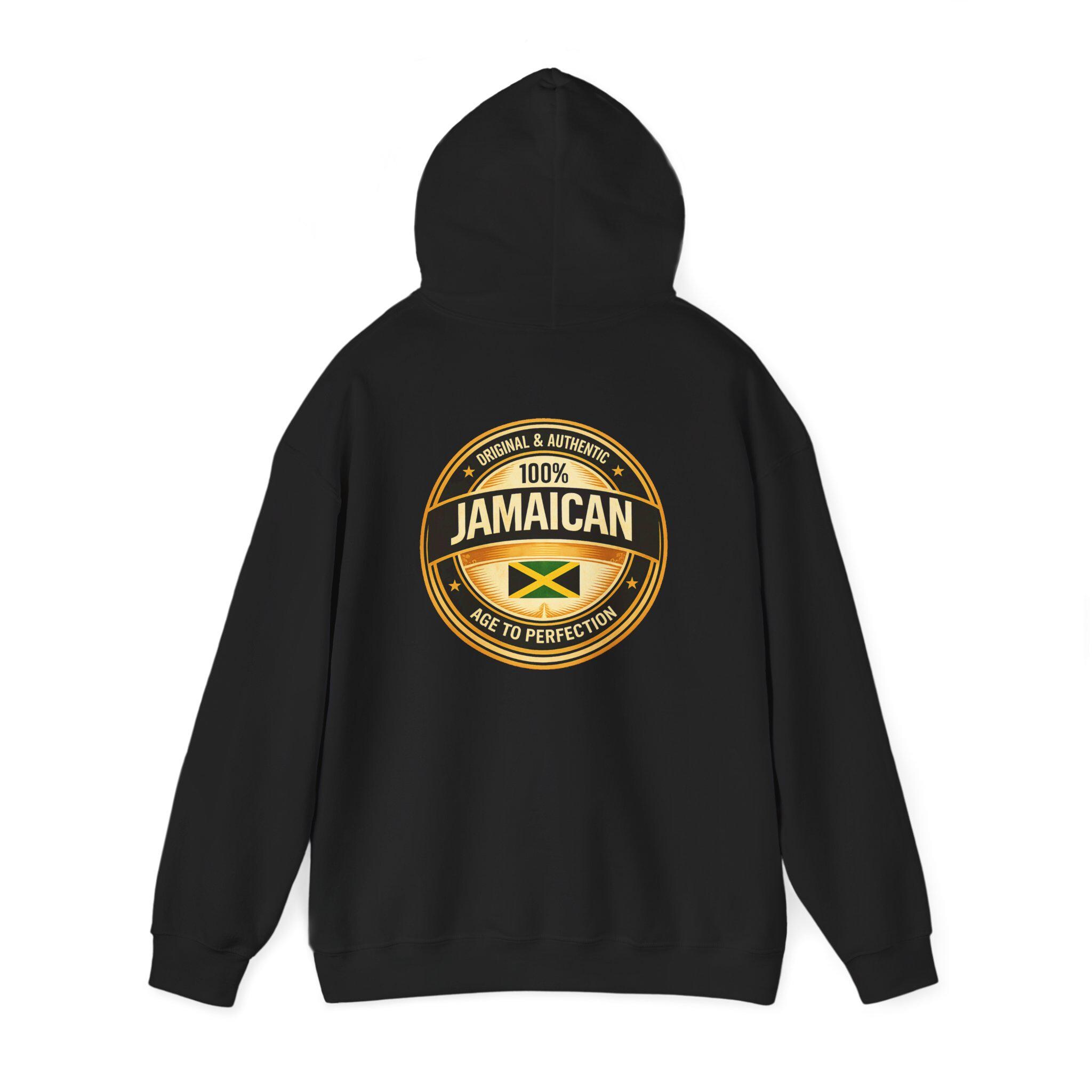 100% Jamaican Flag Hoodie, Jamaican pride Pullover, Back Print Unisex Sweatshirt, Caribbean Heritage Gift, product view 15