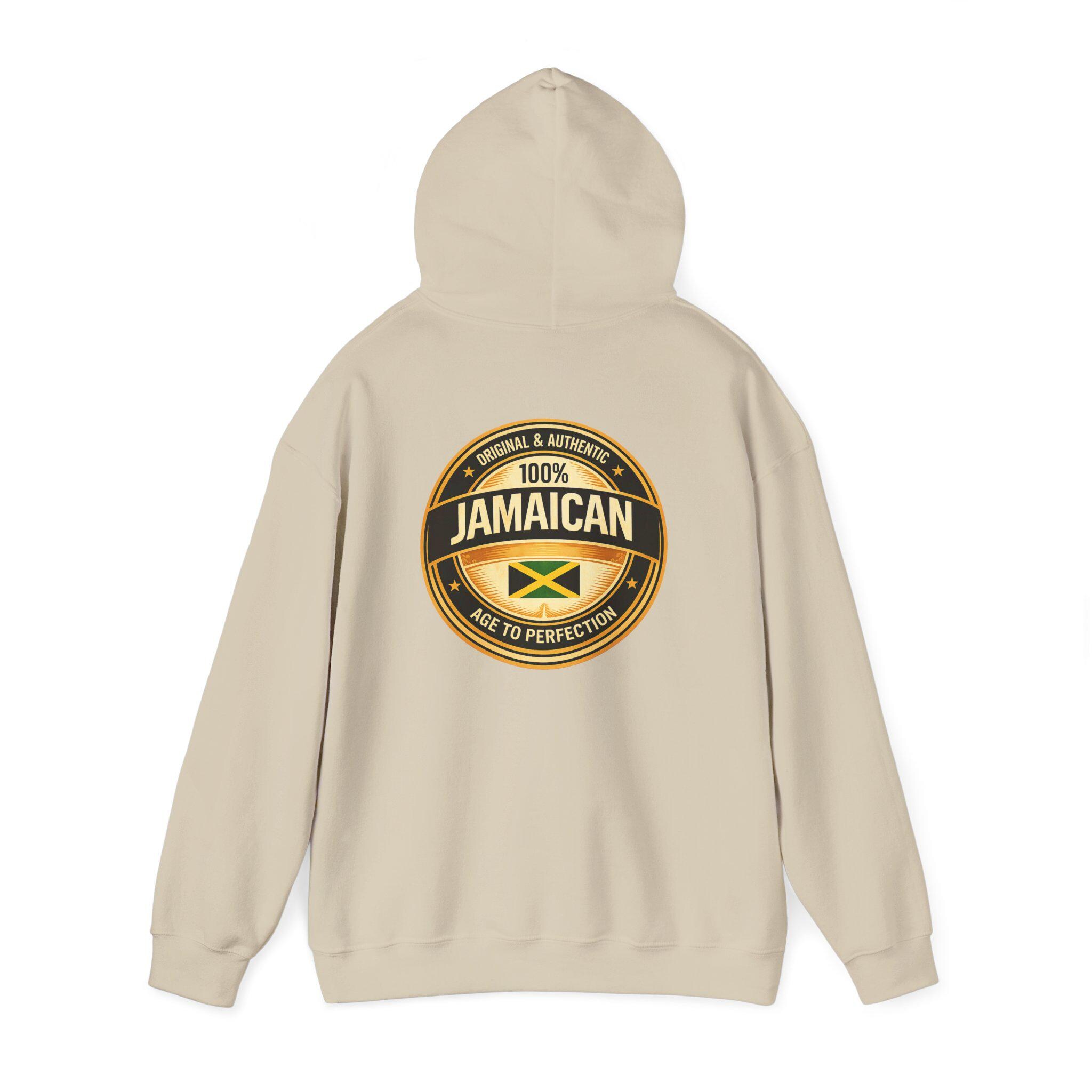 100% Jamaican Flag Hoodie, Jamaican pride Pullover, Back Print Unisex Sweatshirt, Caribbean Heritage Gift, product view 16