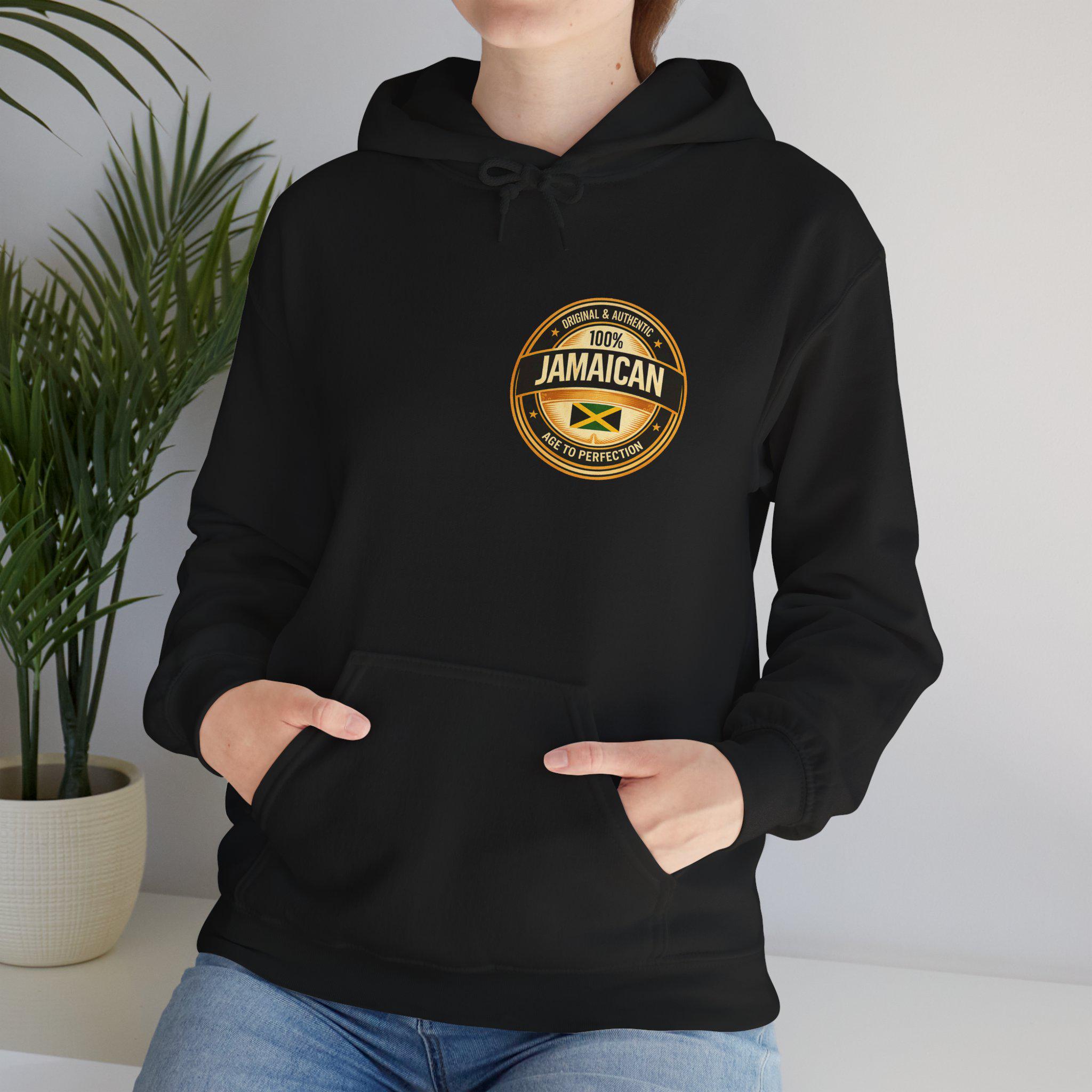 100% Jamaican Flag Hoodie, Jamaican pride Pullover, Back Print Unisex Sweatshirt, Caribbean Heritage Gift, product view 18