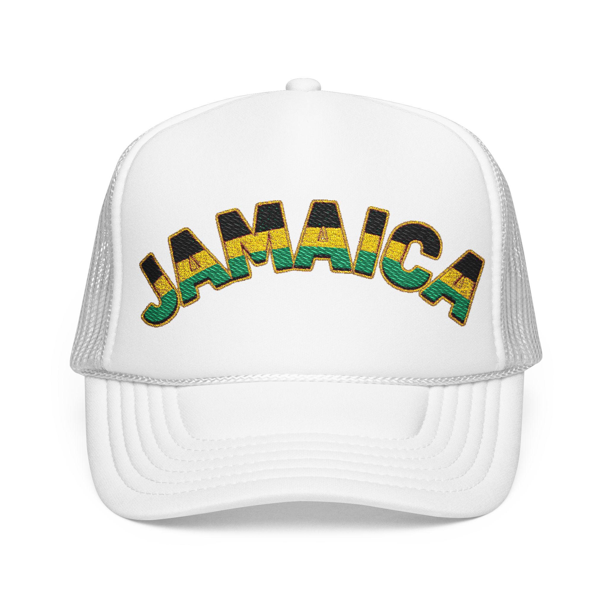 Jamaica Flag Trucker Hat – Embroidered Rasta Style Snapback Cap, product view 4