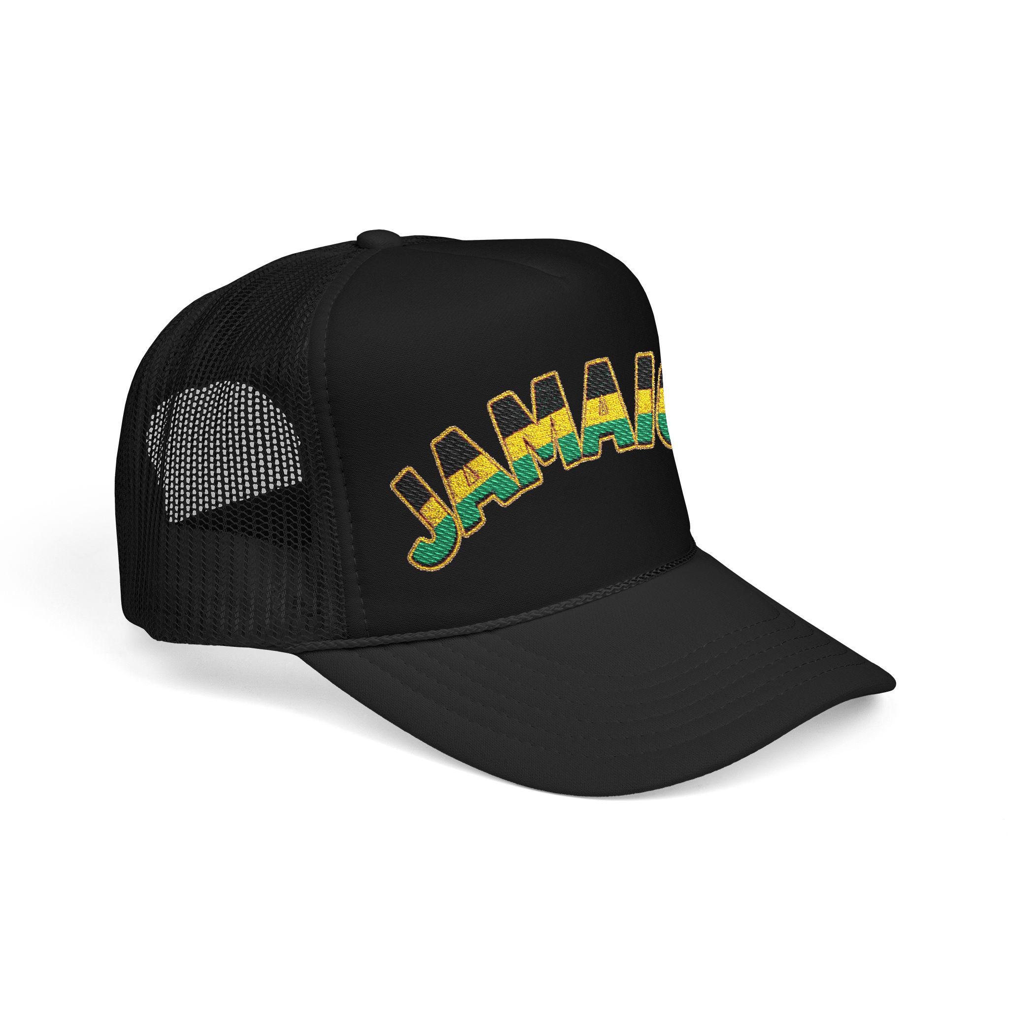 Jamaica Flag Trucker Hat – Embroidered Rasta Style Snapback Cap, product view 5