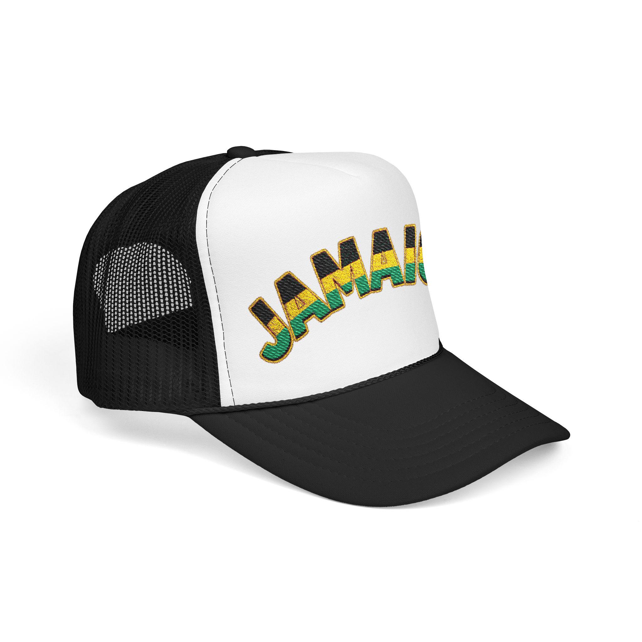 Jamaica Flag Trucker Hat – Embroidered Rasta Style Snapback Cap, product view 6