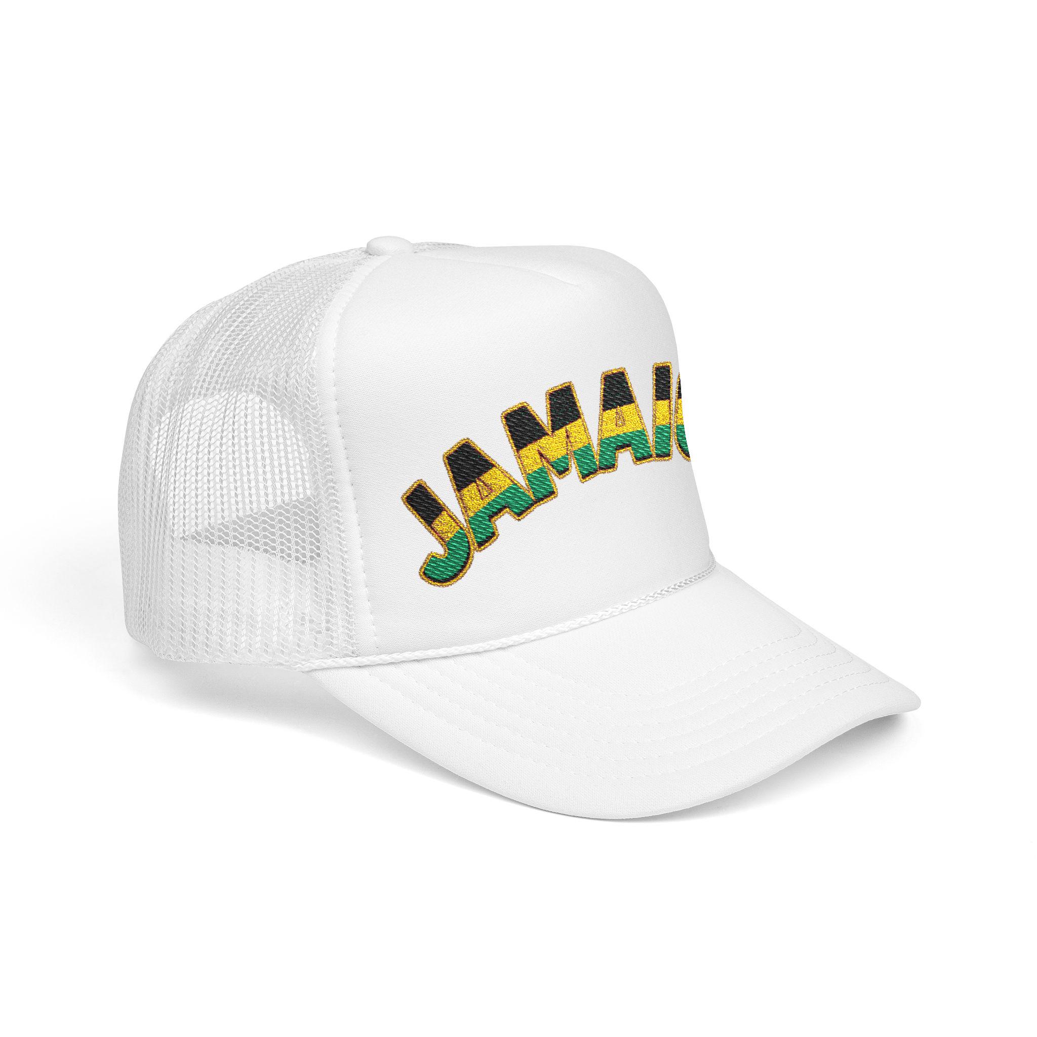 Jamaica Flag Trucker Hat – Embroidered Rasta Style Snapback Cap, product view 7