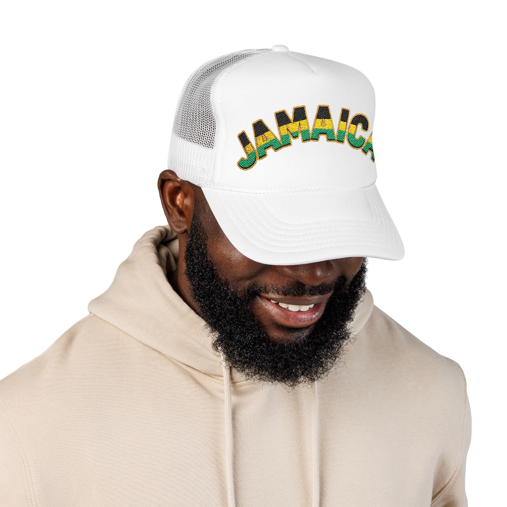 Jamaica Flag Trucker Hat – Embroidered Rasta Style Snapback Cap, product view 9