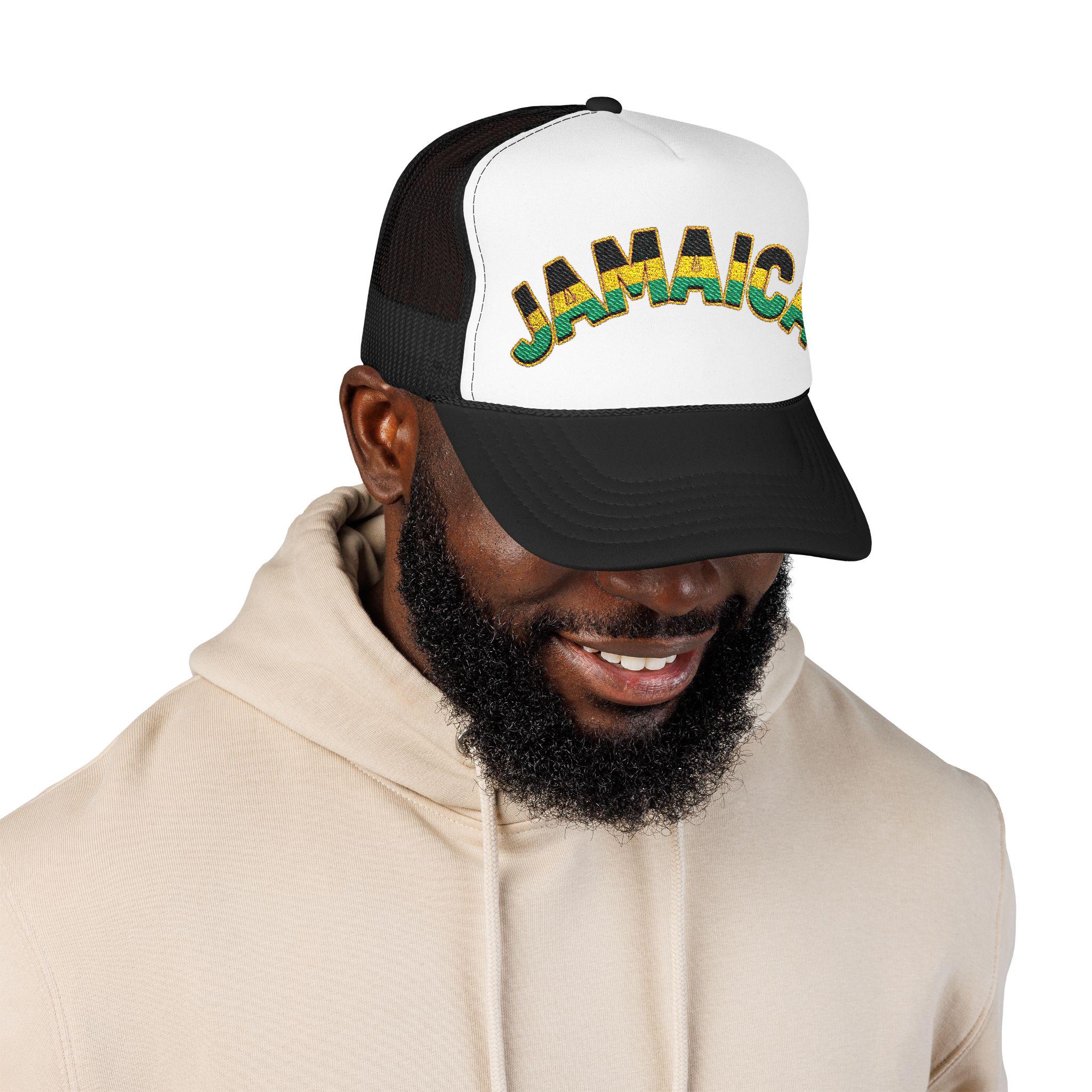 Jamaica Flag Trucker Hat – Embroidered Rasta Style Snapback Cap, product view 11