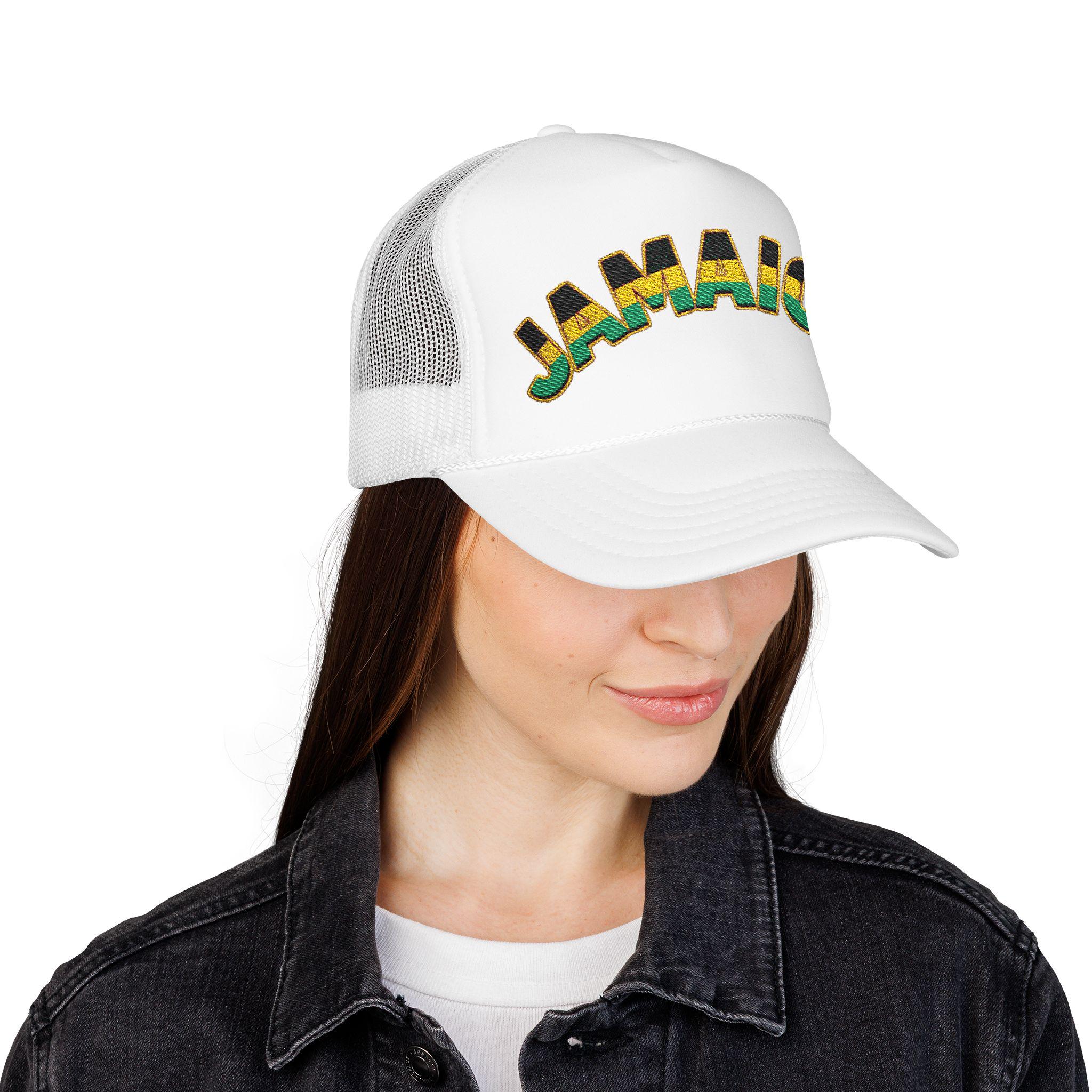 Jamaica Flag Trucker Hat – Embroidered Rasta Style Snapback Cap, product view 13