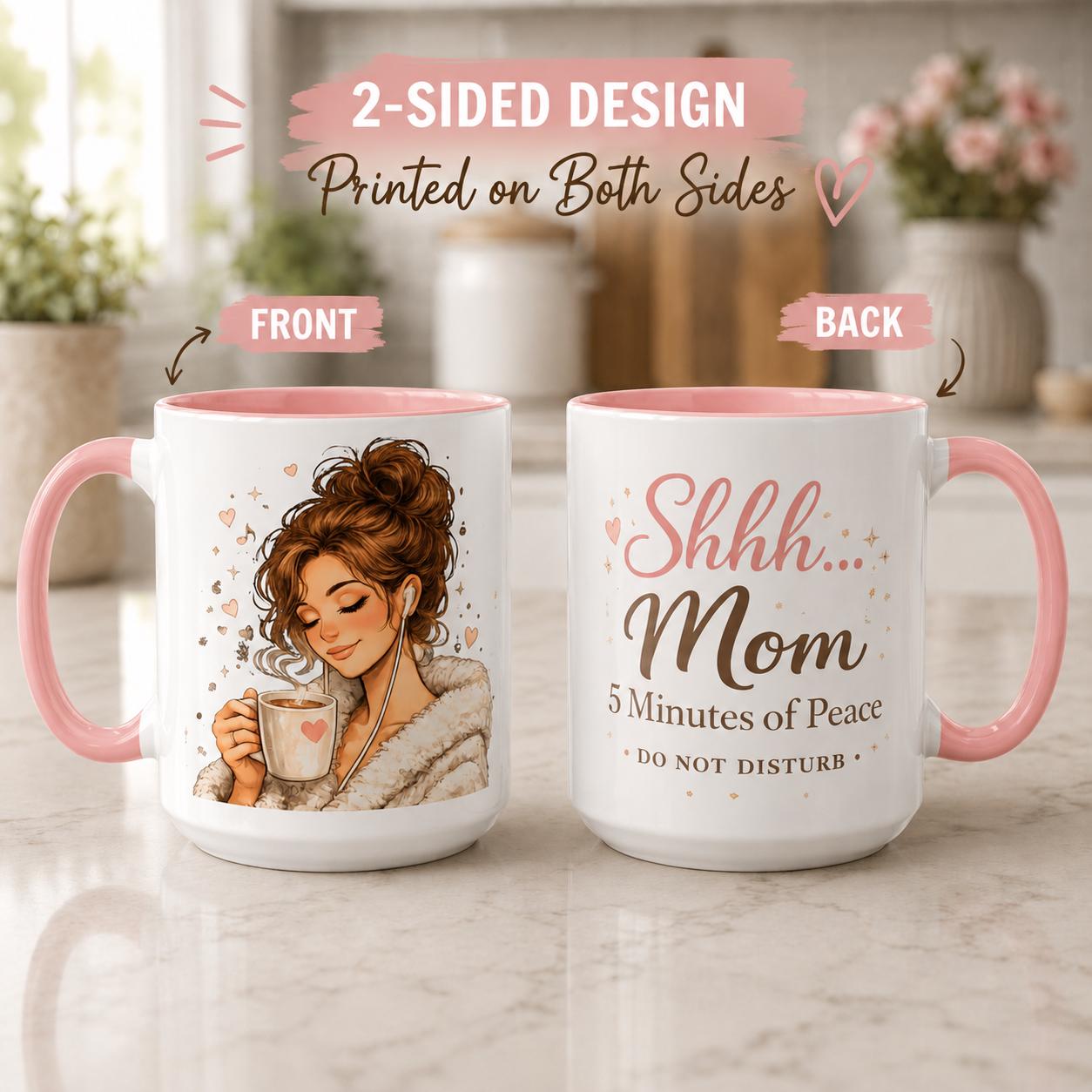 Cozy Girl Ceramic Coffee Mug, Pink Accent, Self Care Tea Cup, 11 or 15oz, product view 3
