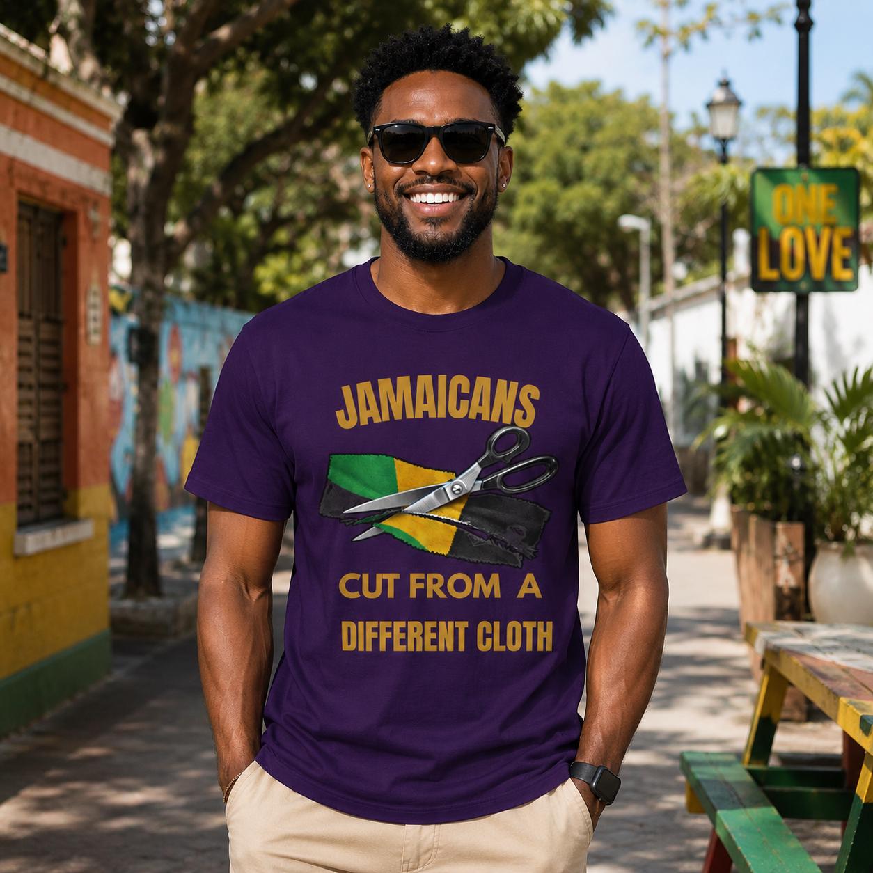 Jamaican Pride Shirt, Cut From A Different Cloth. Caribbean Culture T-Shirt, Lightweight Cotton Graphic Tee