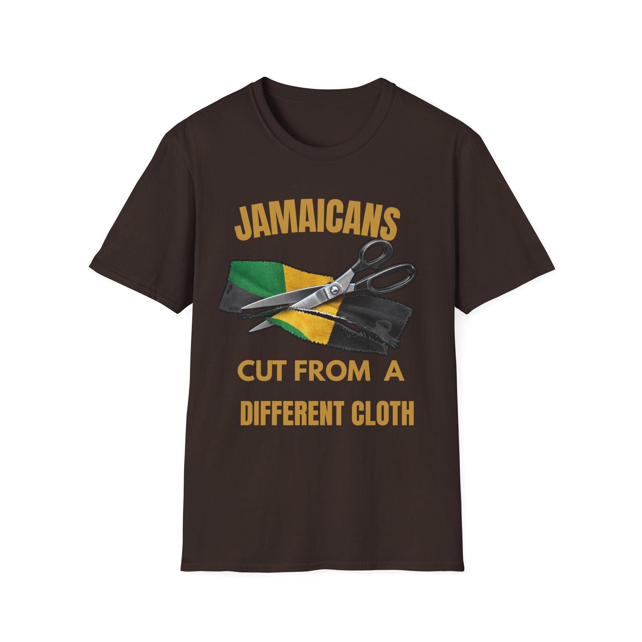 Jamaican Pride Shirt, Cut From A Different Cloth. Caribbean Culture T-Shirt, Lightweight Cotton Graphic Tee, product view 3