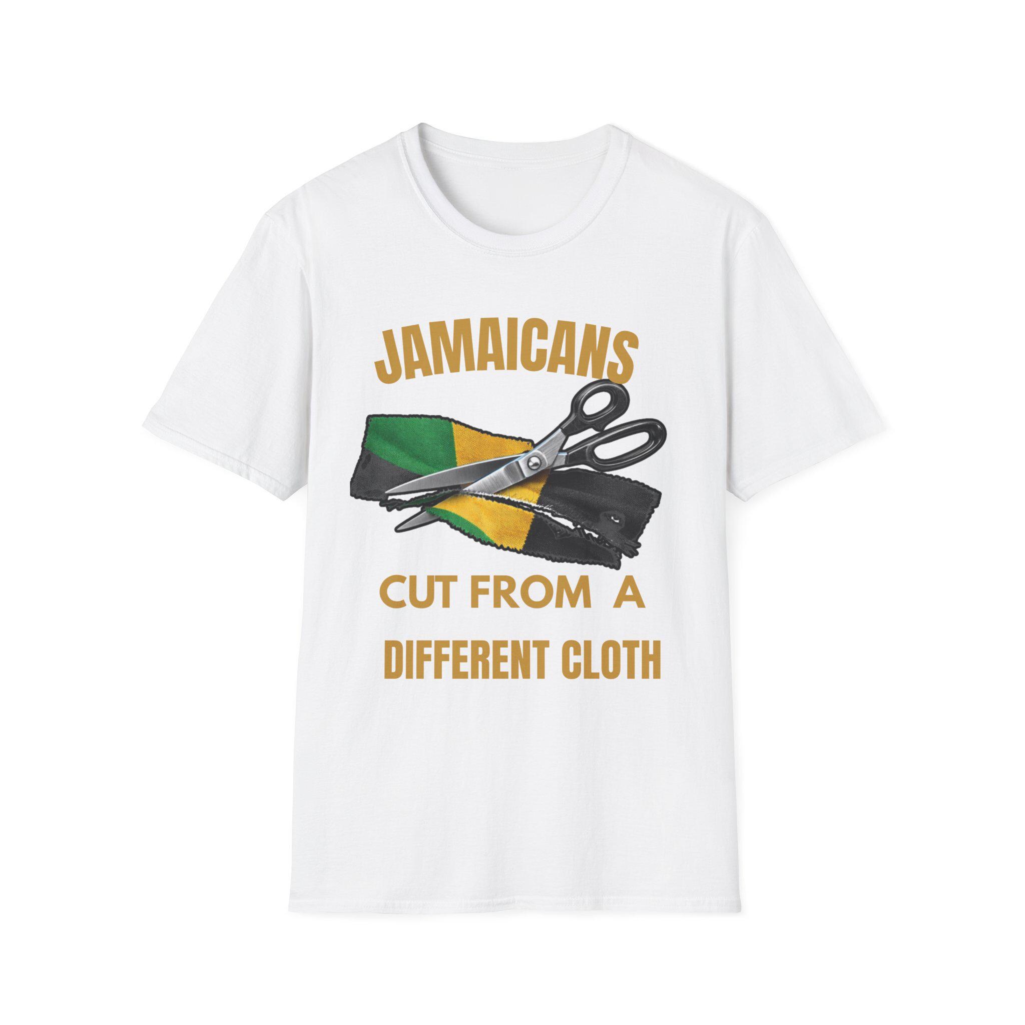 Jamaican Pride Shirt, Cut From A Different Cloth. Caribbean Culture T-Shirt, Lightweight Cotton Graphic Tee, product view 4