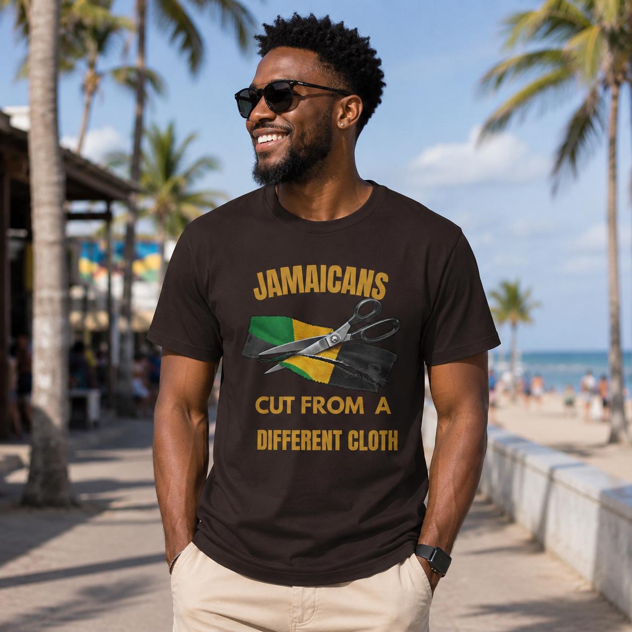 Jamaican Pride Shirt, Cut From A Different Cloth. Caribbean Culture T-Shirt, Lightweight Cotton Graphic Tee, product view 7