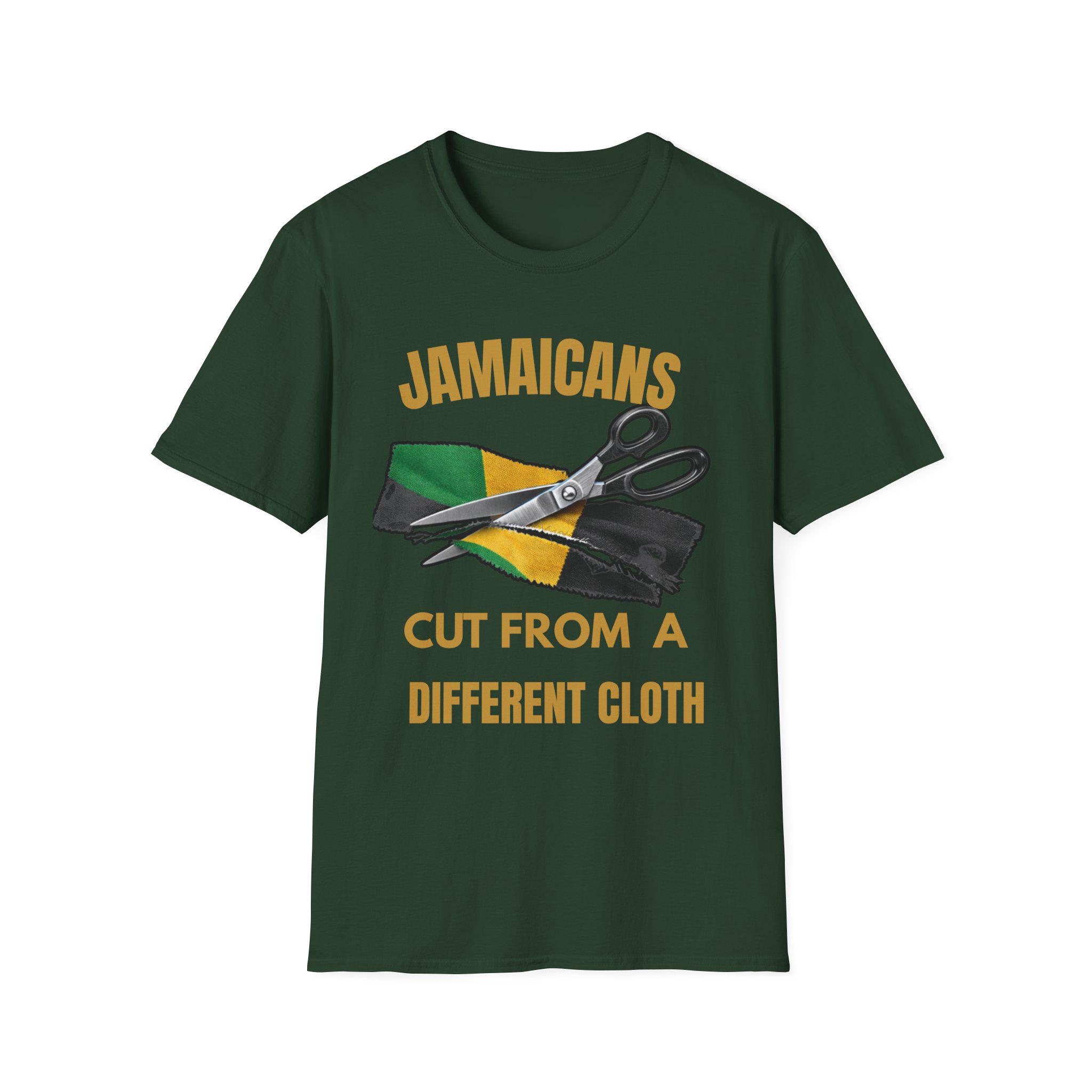 Jamaican Pride Shirt, Cut From A Different Cloth. Caribbean Culture T-Shirt, Lightweight Cotton Graphic Tee, product view 10