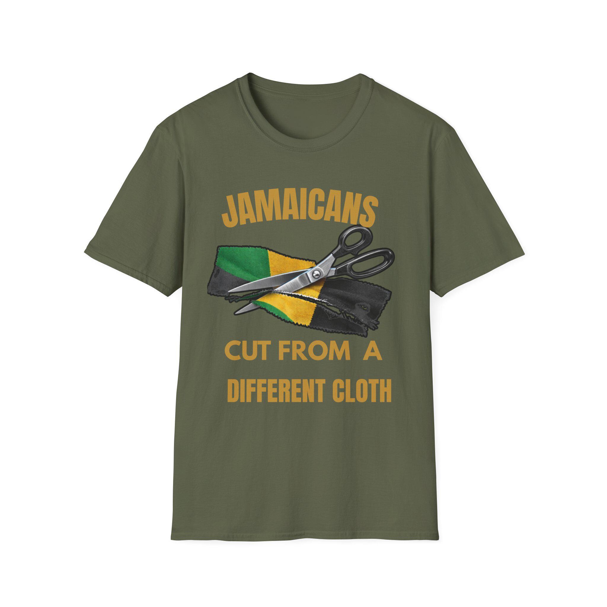Jamaican Pride Shirt, Cut From A Different Cloth. Caribbean Culture T-Shirt, Lightweight Cotton Graphic Tee, product view 14