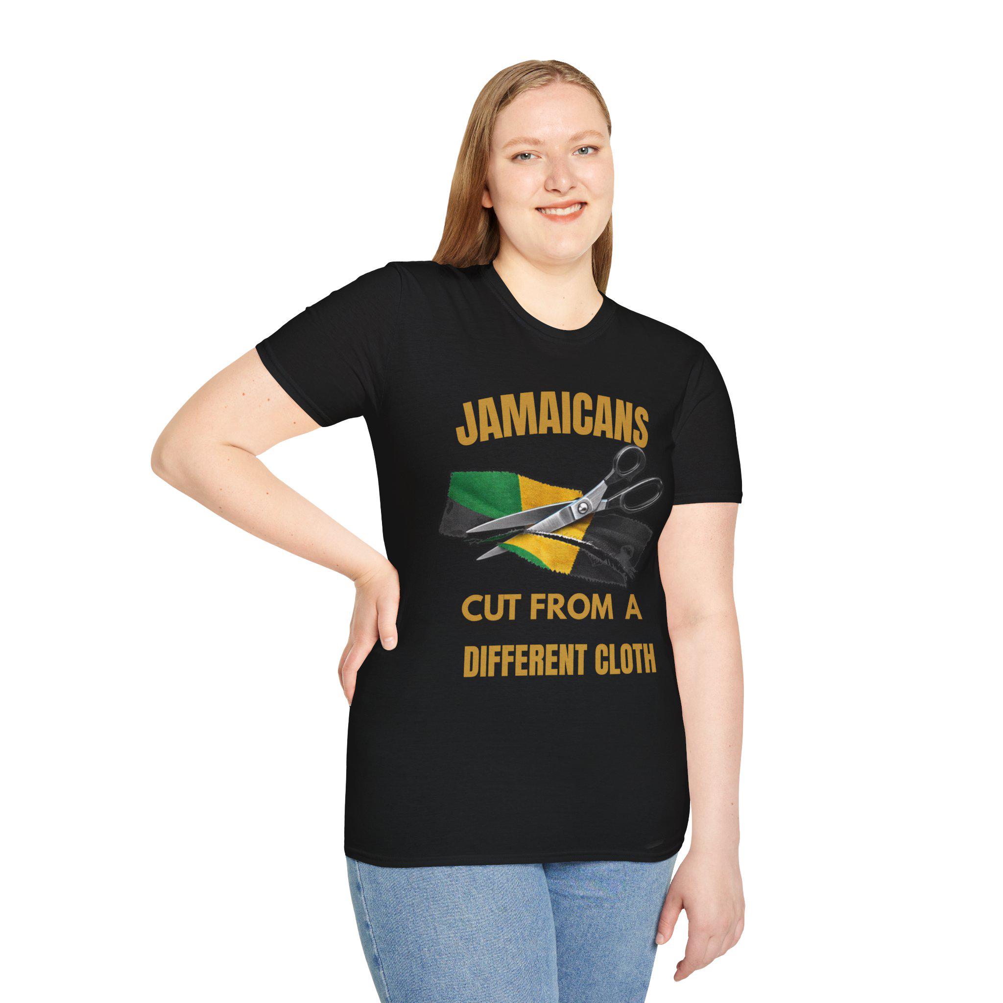 Jamaican Pride Shirt, Cut From A Different Cloth. Caribbean Culture T-Shirt, Lightweight Cotton Graphic Tee, product view 19