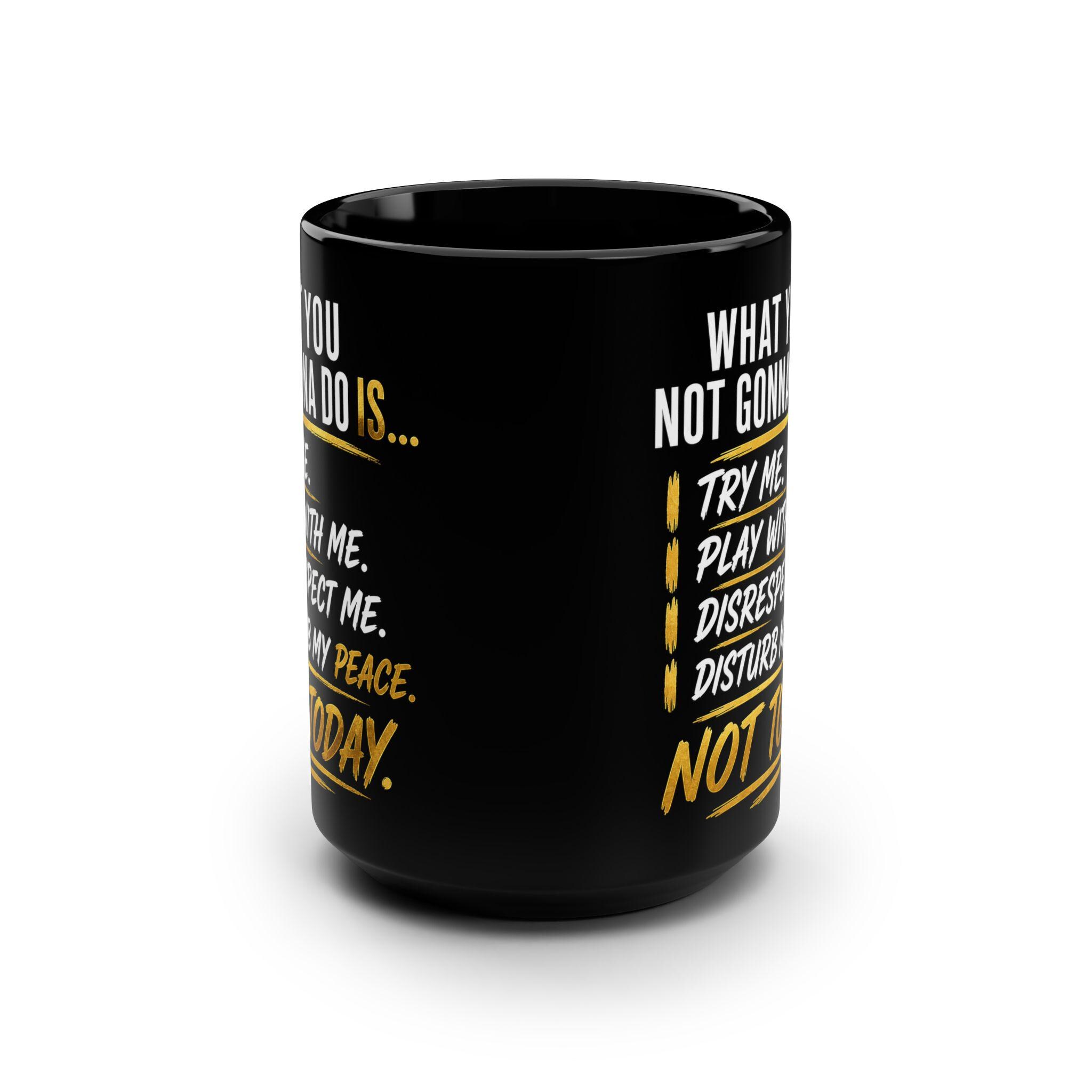 Sassy Black Ceramic Mug, 15oz, Boss Lady Statement Coffee Cup, product view 2