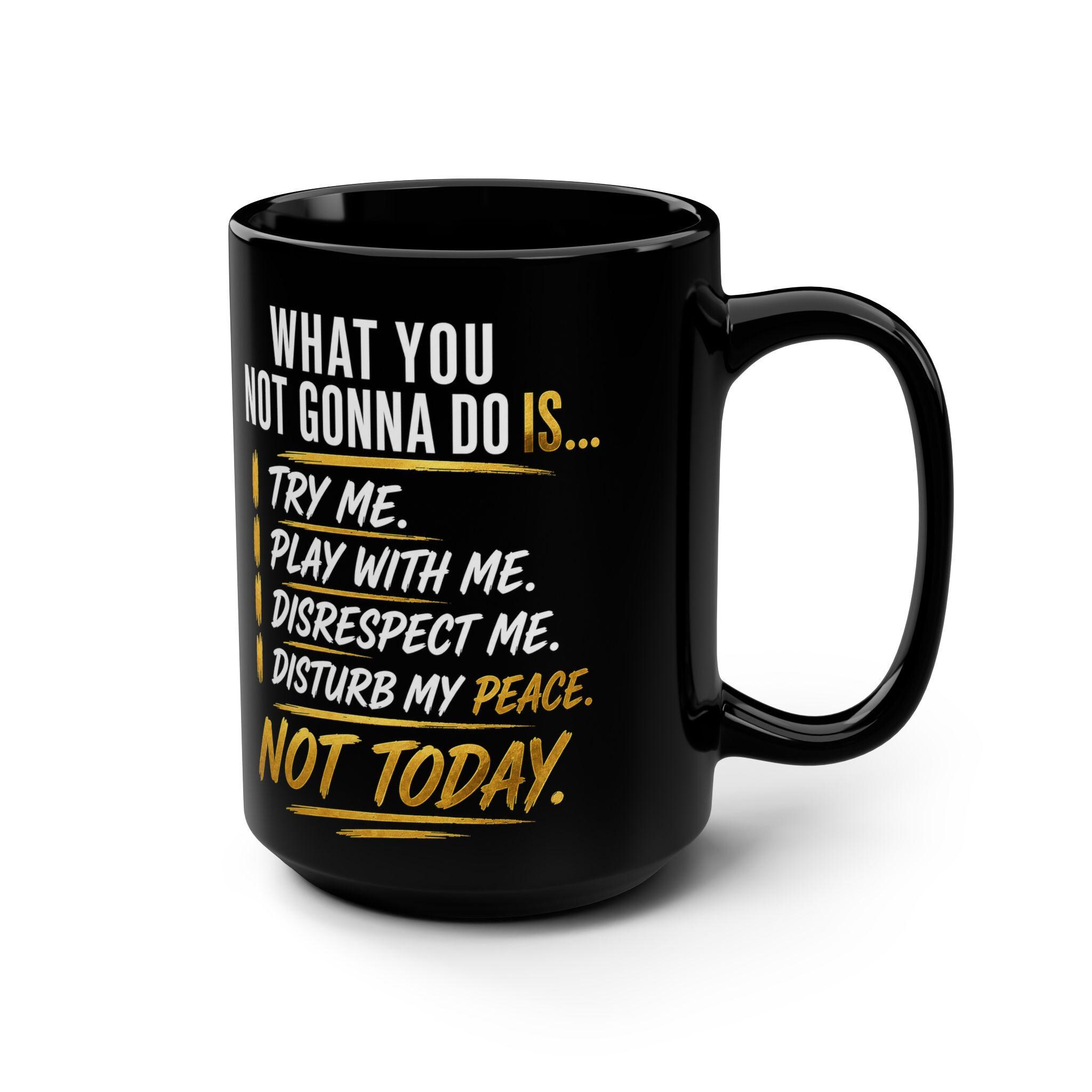 Sassy Black Ceramic Mug, 15oz, Boss Lady Statement Coffee Cup, product view 3