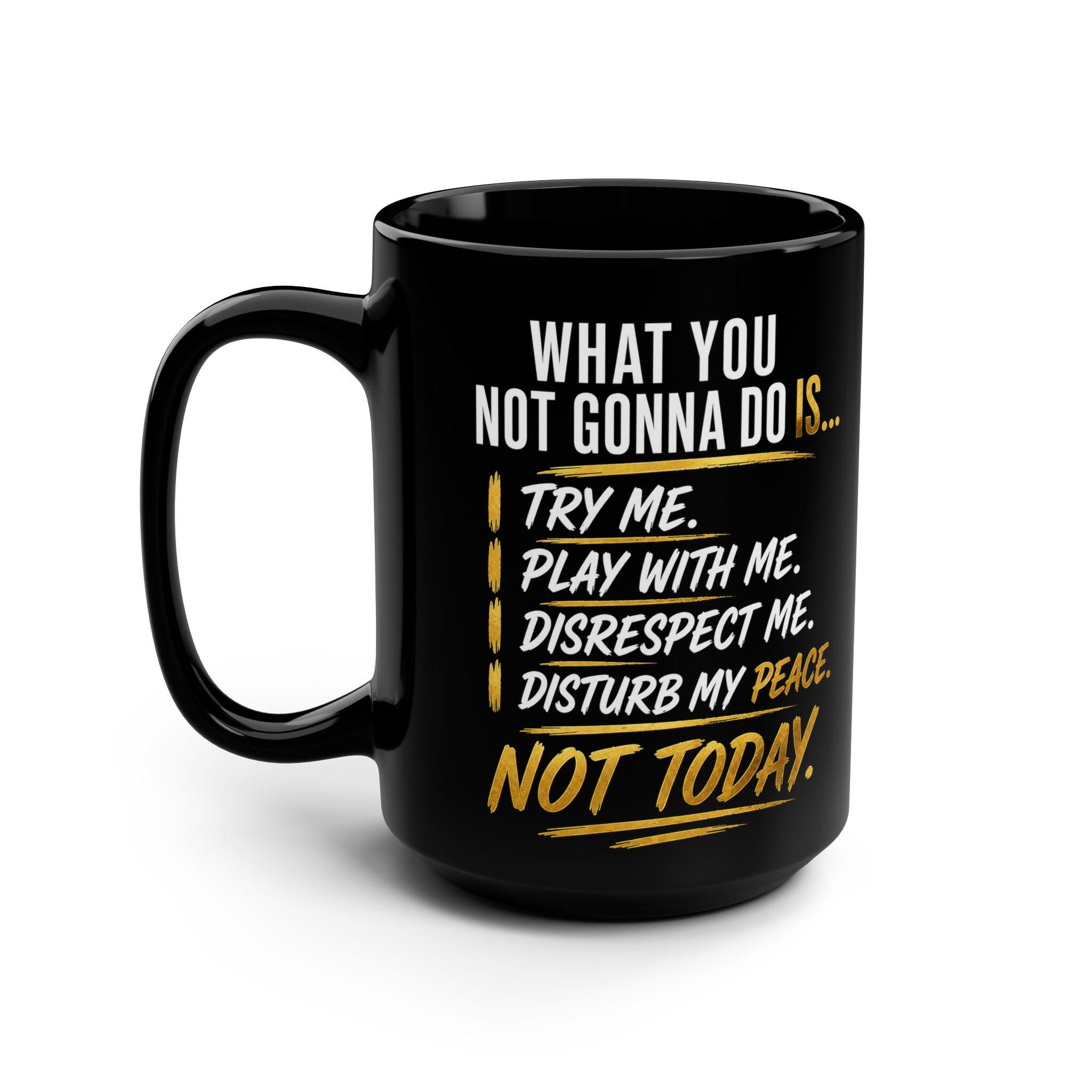 Sassy Black Ceramic Mug, 15oz, Boss Lady Statement Coffee Cup, product view 5