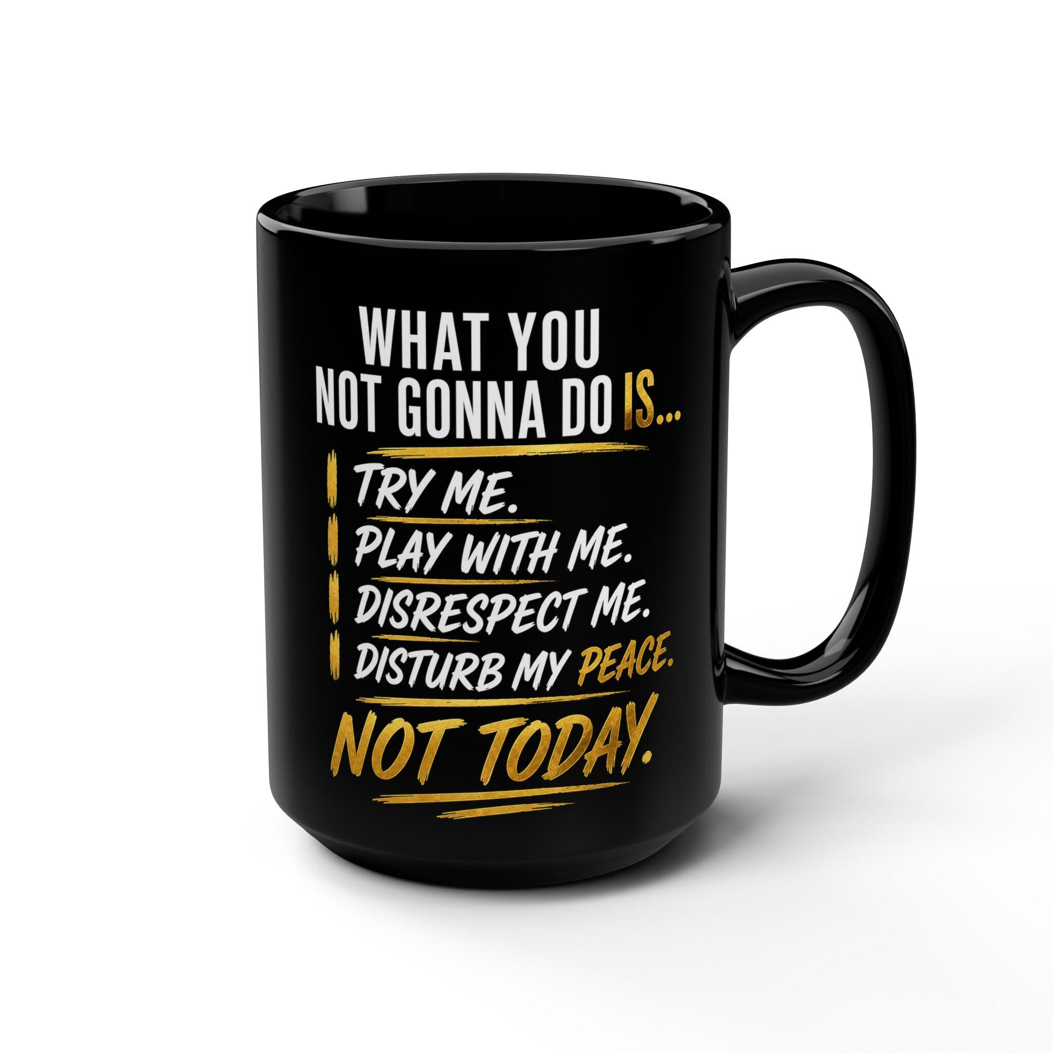 Sassy Black Ceramic Mug, 15oz, Boss Lady Statement Coffee Cup, product view 6
