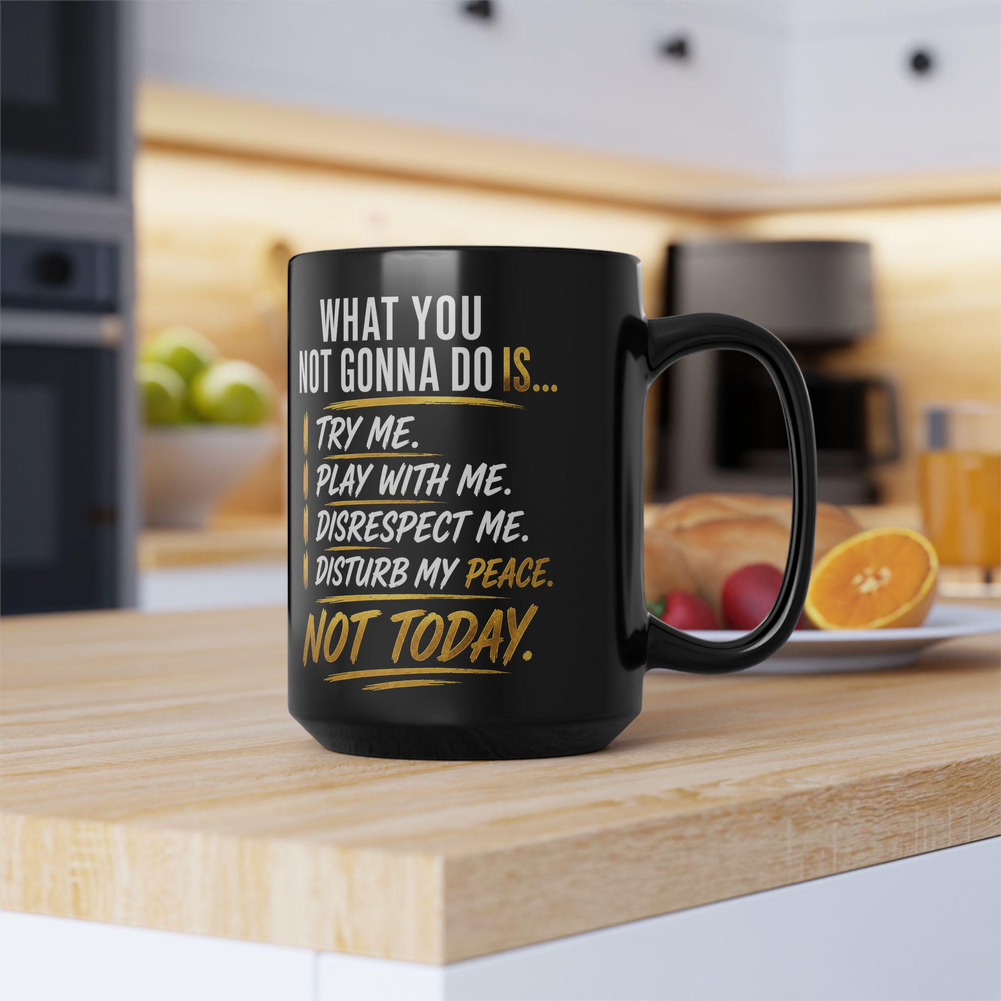 Sassy Black Ceramic Mug, 15oz, Boss Lady Statement Coffee Cup, product view 7