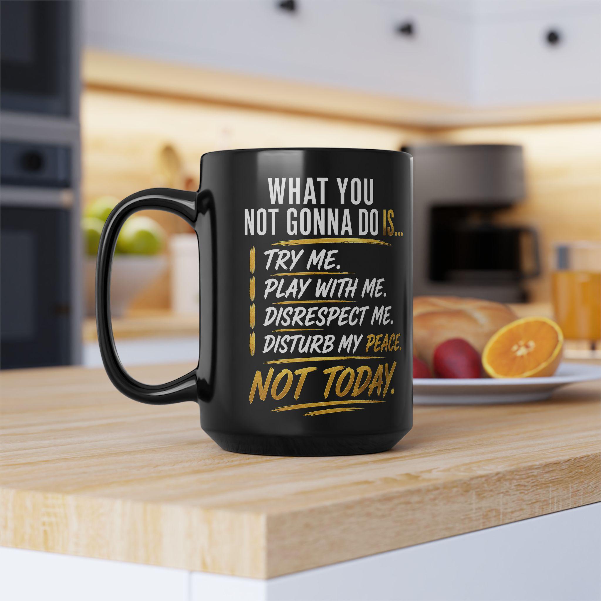 Sassy Black Ceramic Mug, 15oz, Boss Lady Statement Coffee Cup, product view 8