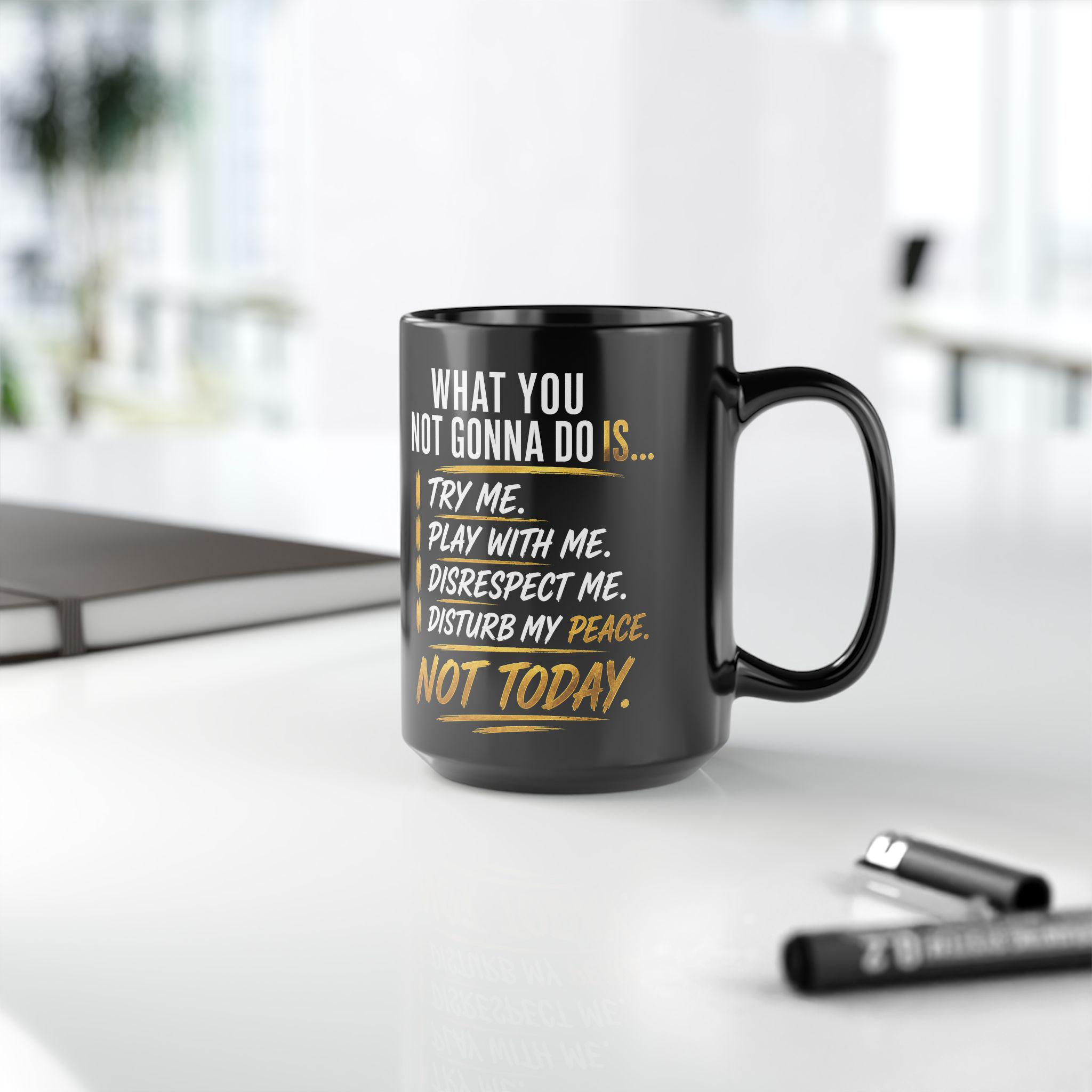Sassy Black Ceramic Mug, 15oz, Boss Lady Statement Coffee Cup, product view 9