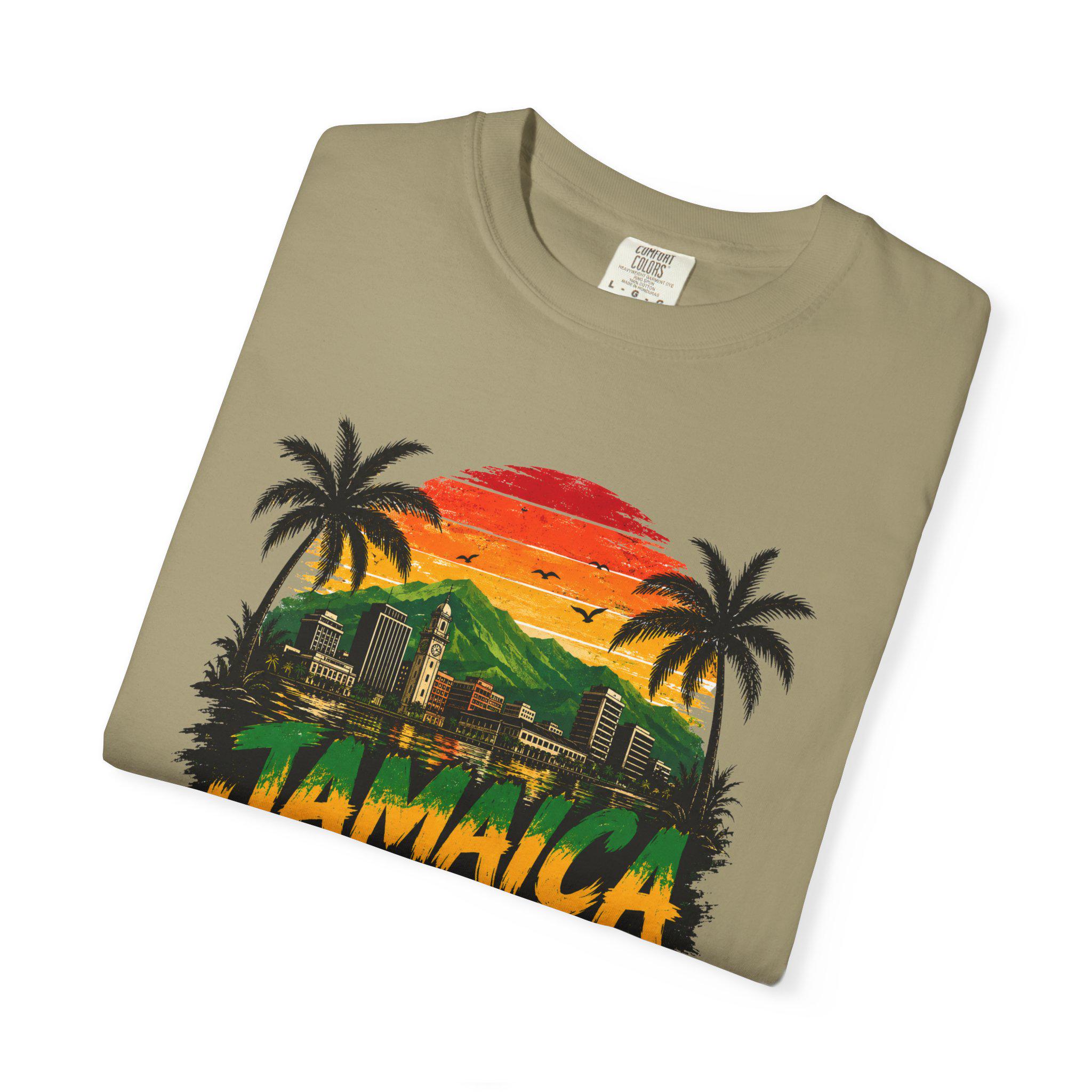 Jamaica vs Everybody Unisex T-Shirt Retro Sunset Graphic Tee Vintage Streetwear Tee, product view 10