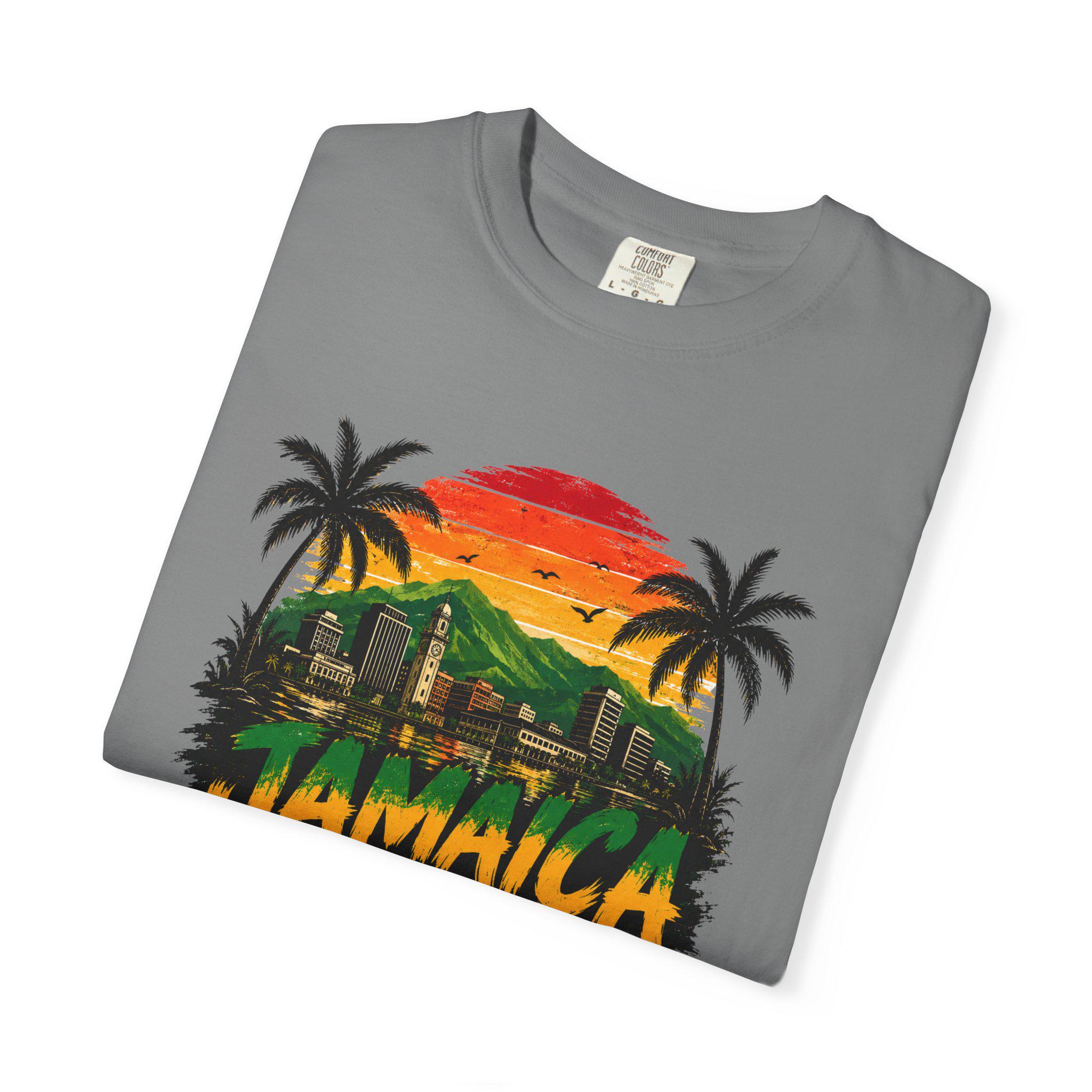 Jamaica vs Everybody Unisex T-Shirt Retro Sunset Graphic Tee Vintage Streetwear Tee, product view 11