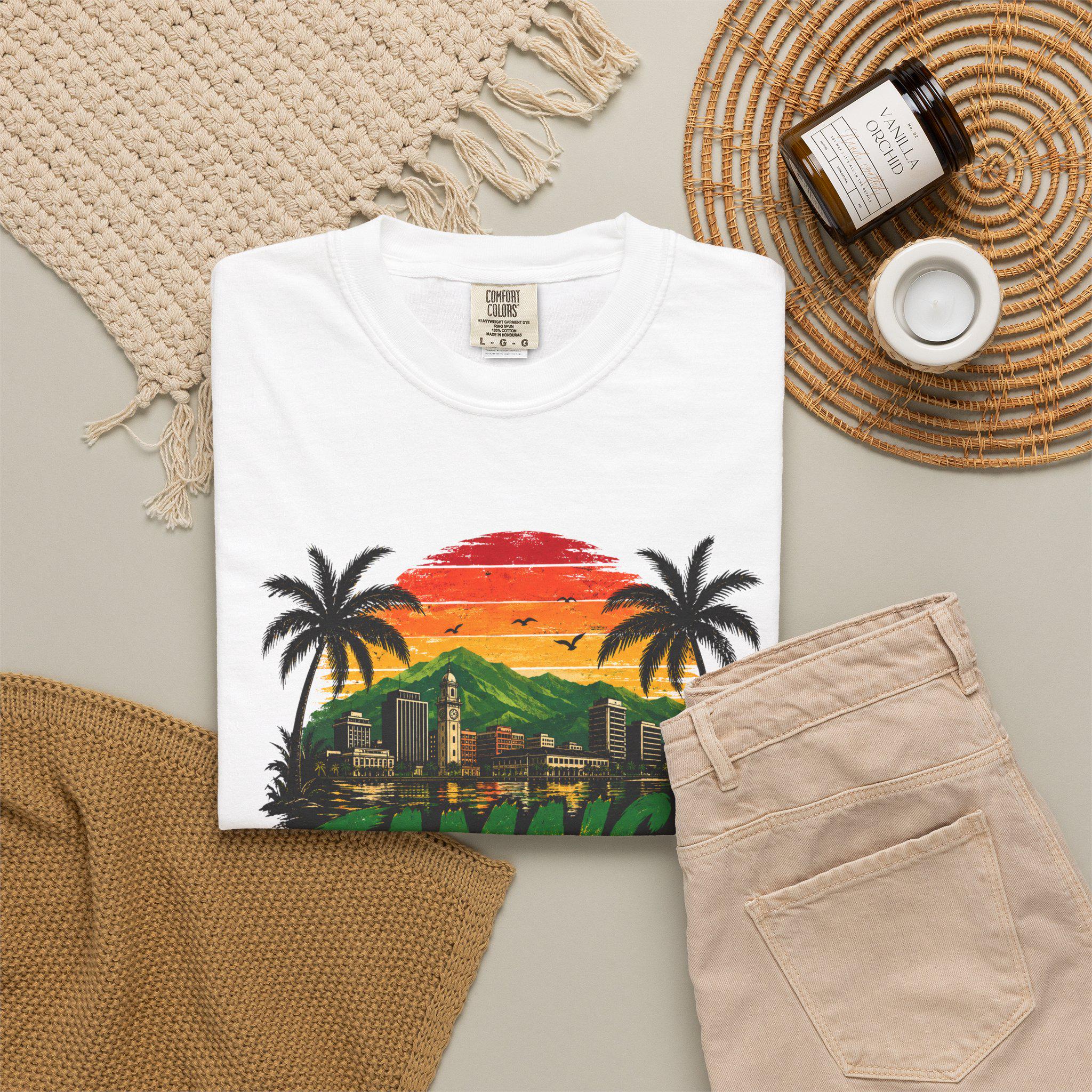 Jamaica vs Everybody Unisex T-Shirt Retro Sunset Graphic Tee Vintage Streetwear Tee, product view 15