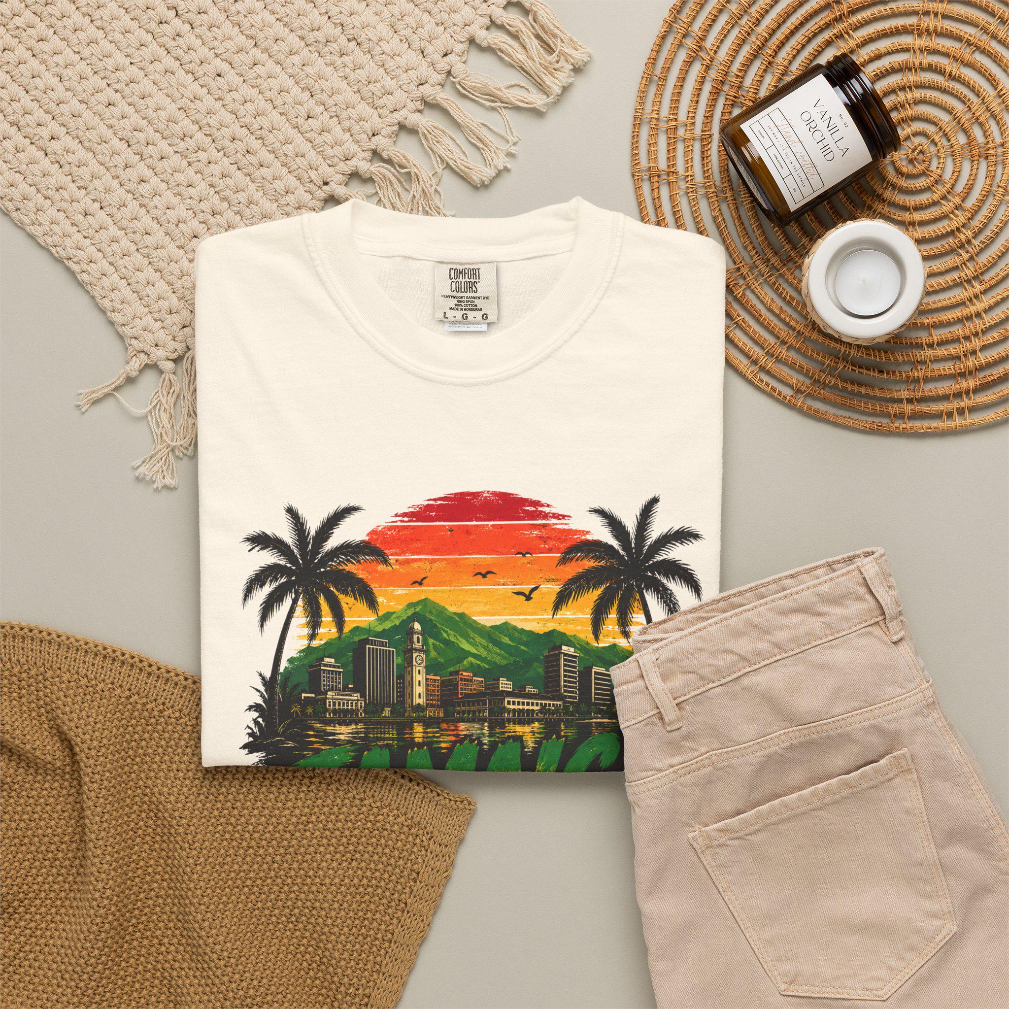Jamaica vs Everybody Unisex T-Shirt Retro Sunset Graphic Tee Vintage Streetwear Tee, product view 16