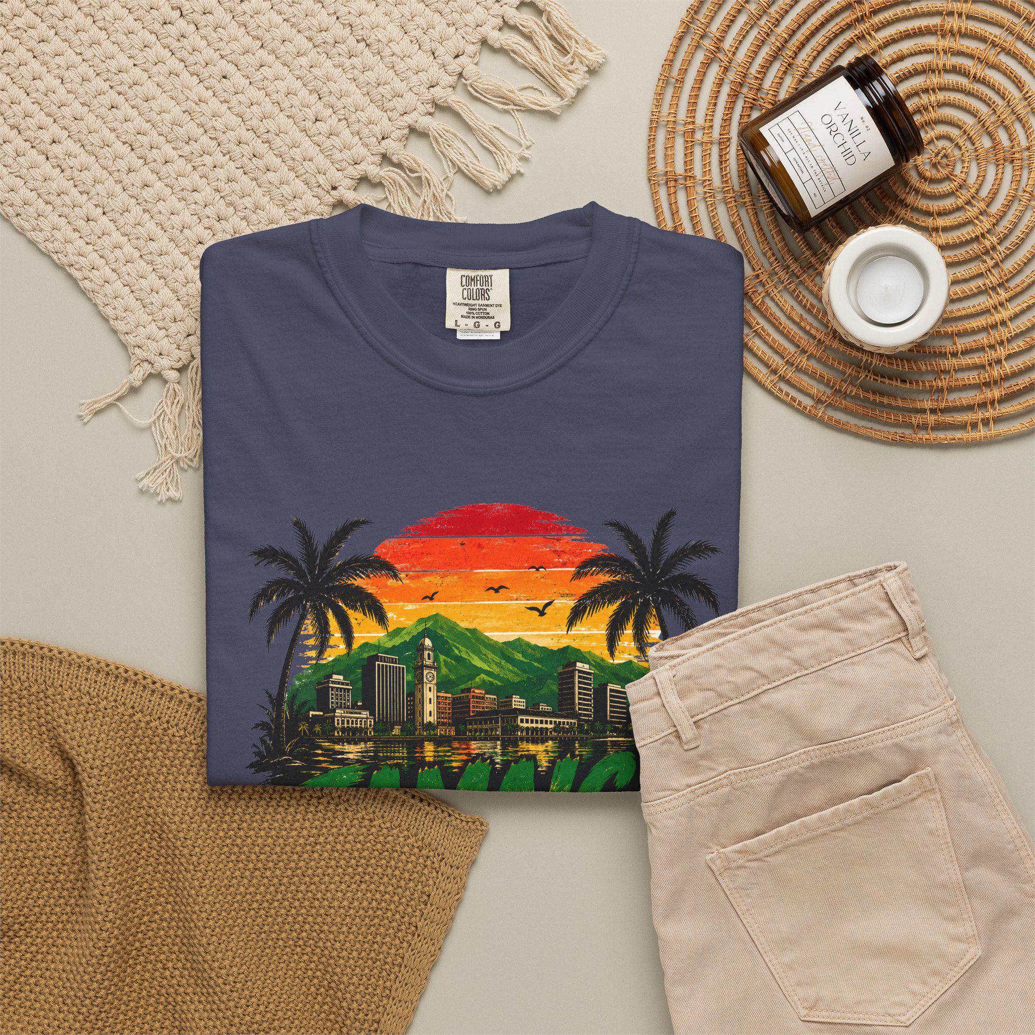 Jamaica vs Everybody Unisex T-Shirt Retro Sunset Graphic Tee Vintage Streetwear Tee, product view 17