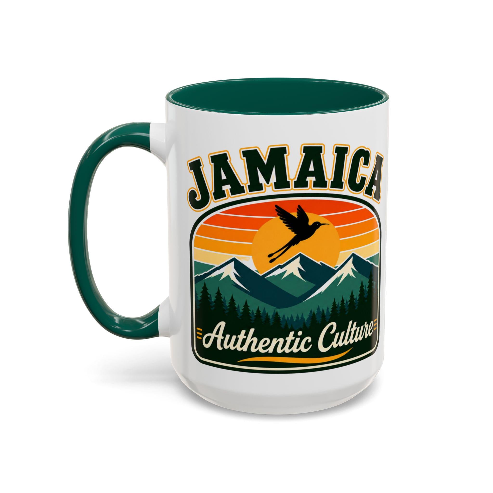 Jamaica Retro Coffee Mug. Doctor Bird Blue Mountains Accent Cup Jamaican Souvenir Gift. Ceramic Tea Mug 11oz 15oz