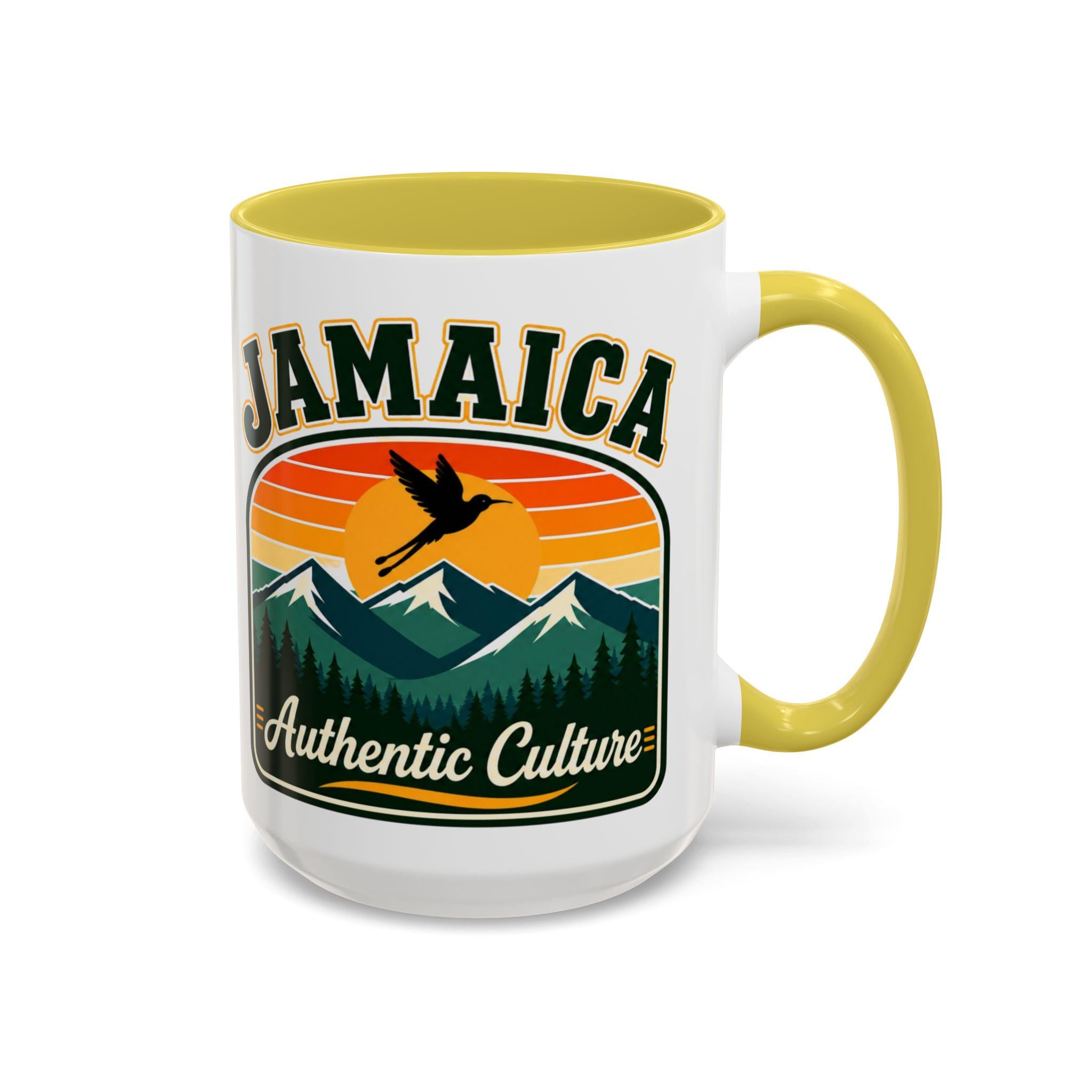 Jamaica Retro Coffee Mug. Doctor Bird Blue Mountains Accent Cup Jamaican Souvenir Gift. Ceramic Tea Mug 11oz 15oz, product view 3