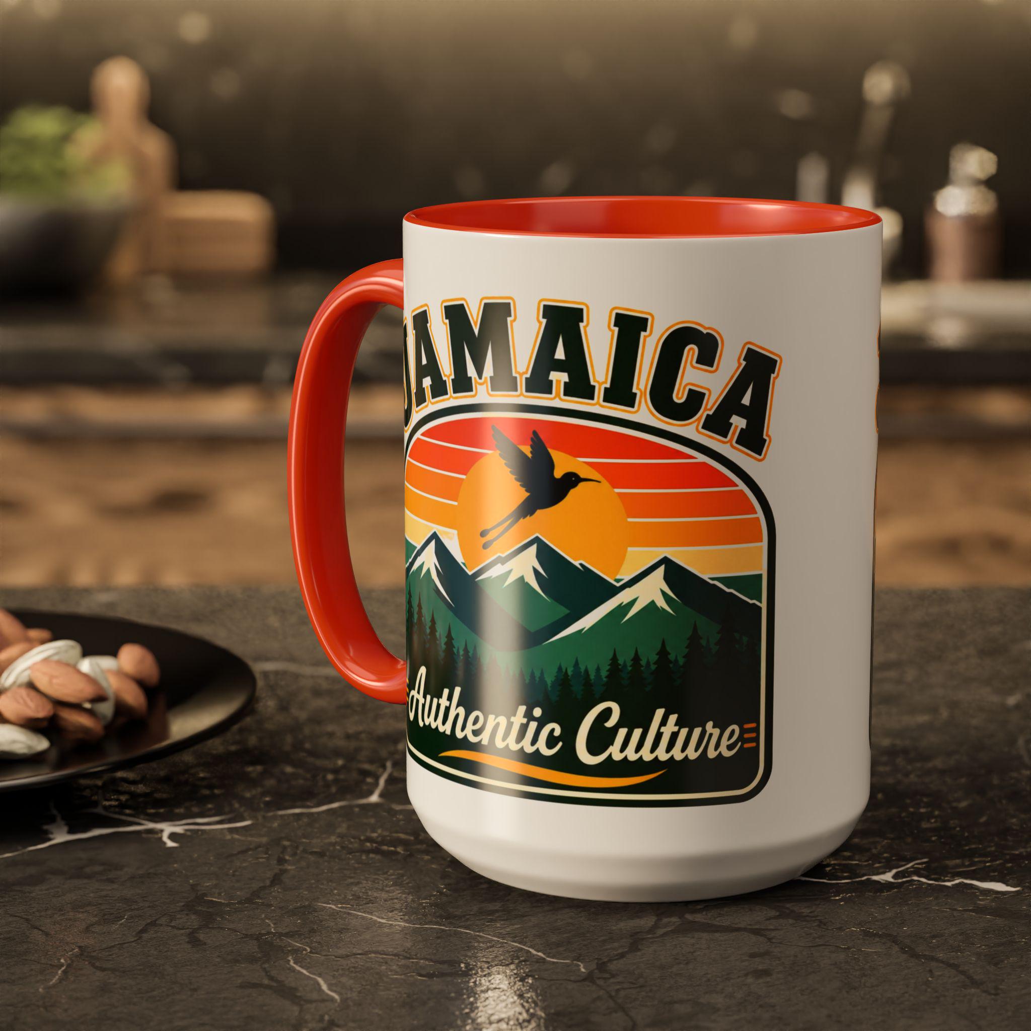 Jamaica Retro Coffee Mug. Doctor Bird Blue Mountains Accent Cup Jamaican Souvenir Gift. Ceramic Tea Mug 11oz 15oz, product view 20