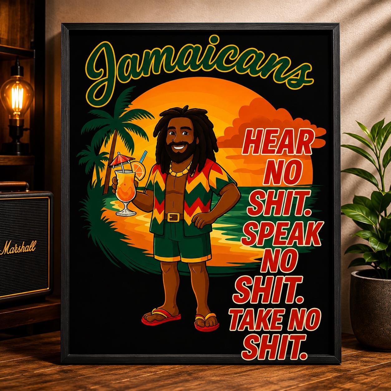 Jamaican Rasta Reggae Sunset Art Print, Kingston Roots Home Bar Decor 11 x14