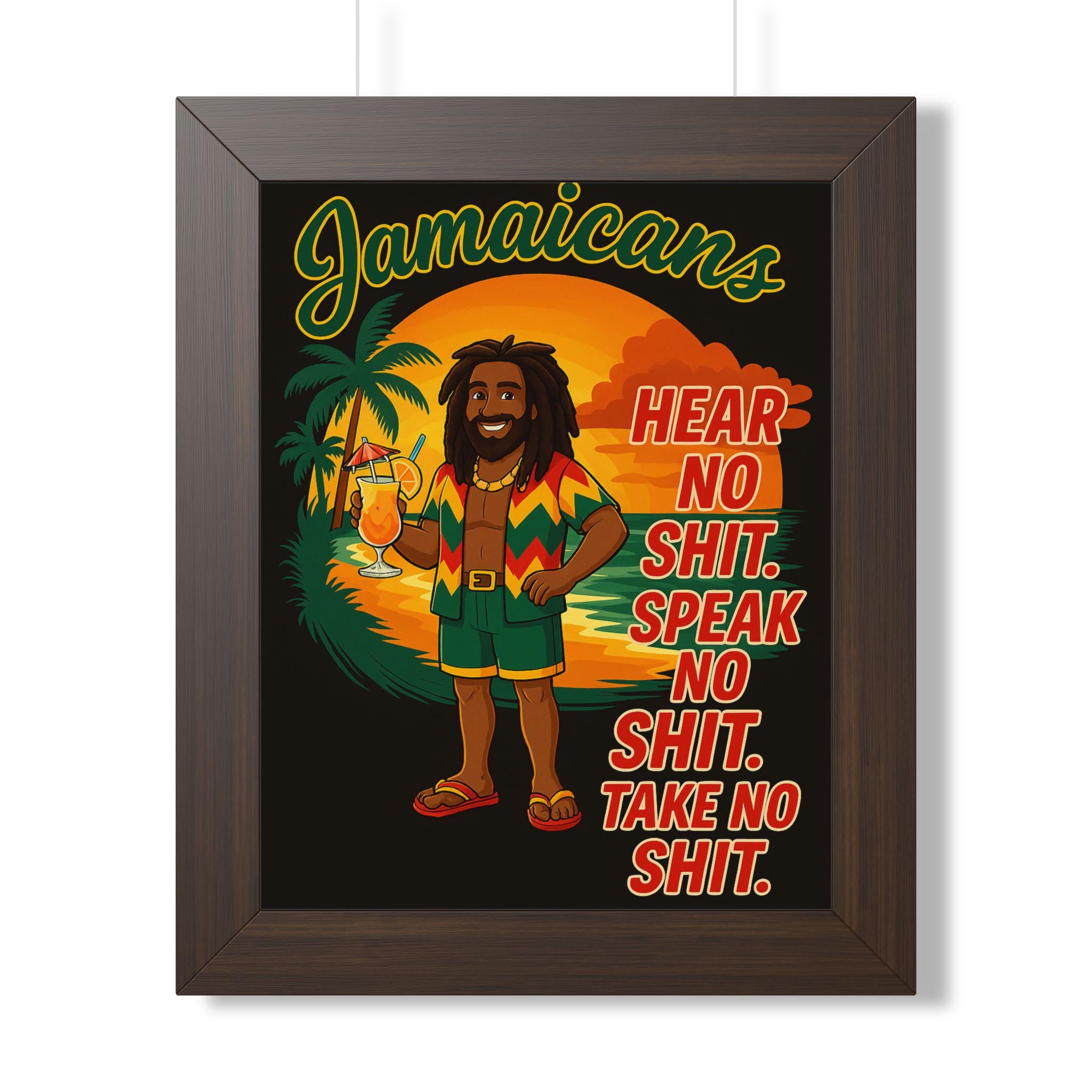 Jamaican Rasta Reggae Sunset Art Print, Kingston Roots Home Bar Decor 11 x14, product view 2