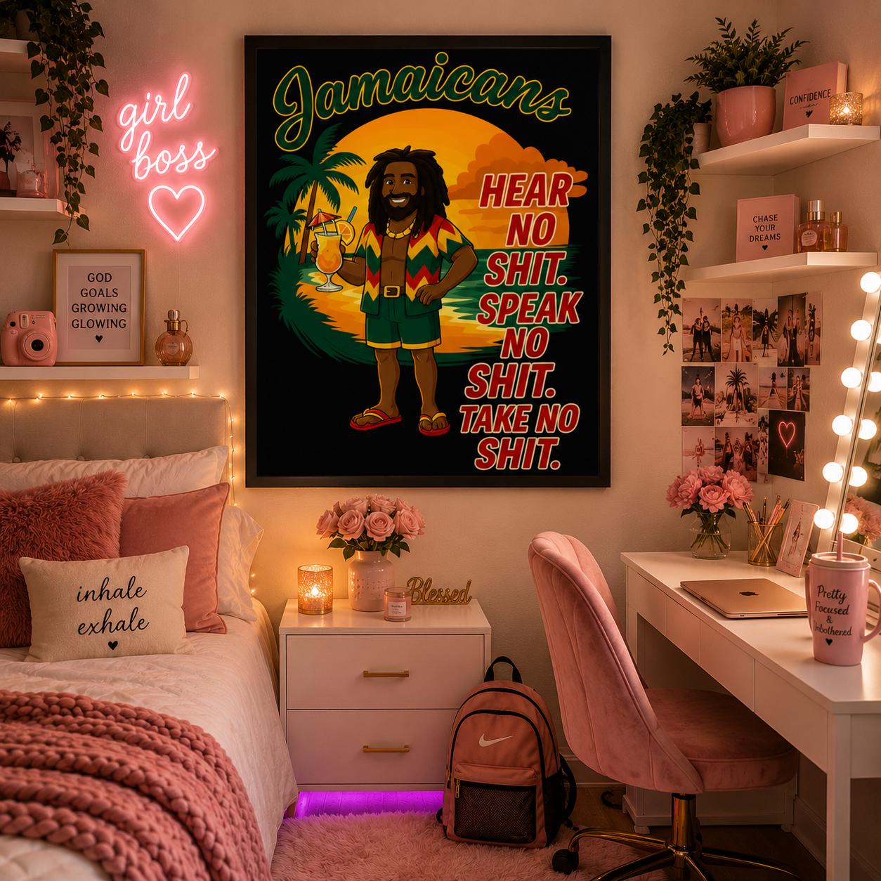 Jamaican Rasta Reggae Sunset Art Print, Kingston Roots Home Bar Decor 11 x14, product view 4