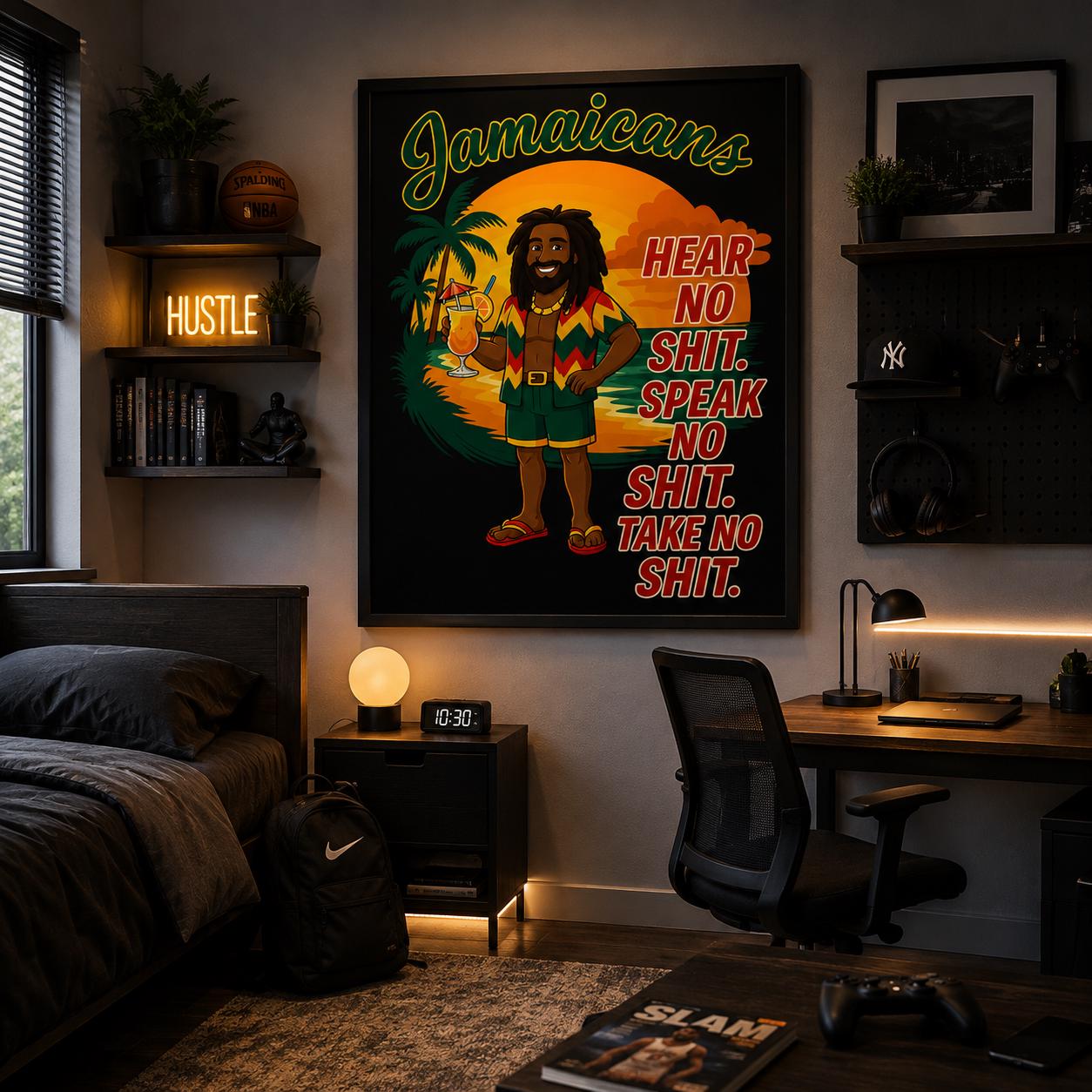 Jamaican Rasta Reggae Sunset Art Print, Kingston Roots Home Bar Decor 11 x14, product view 5