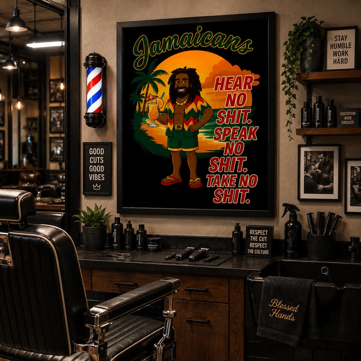 Jamaican Rasta Reggae Sunset Art Print, Kingston Roots Home Bar Decor 11 x14, product view 10
