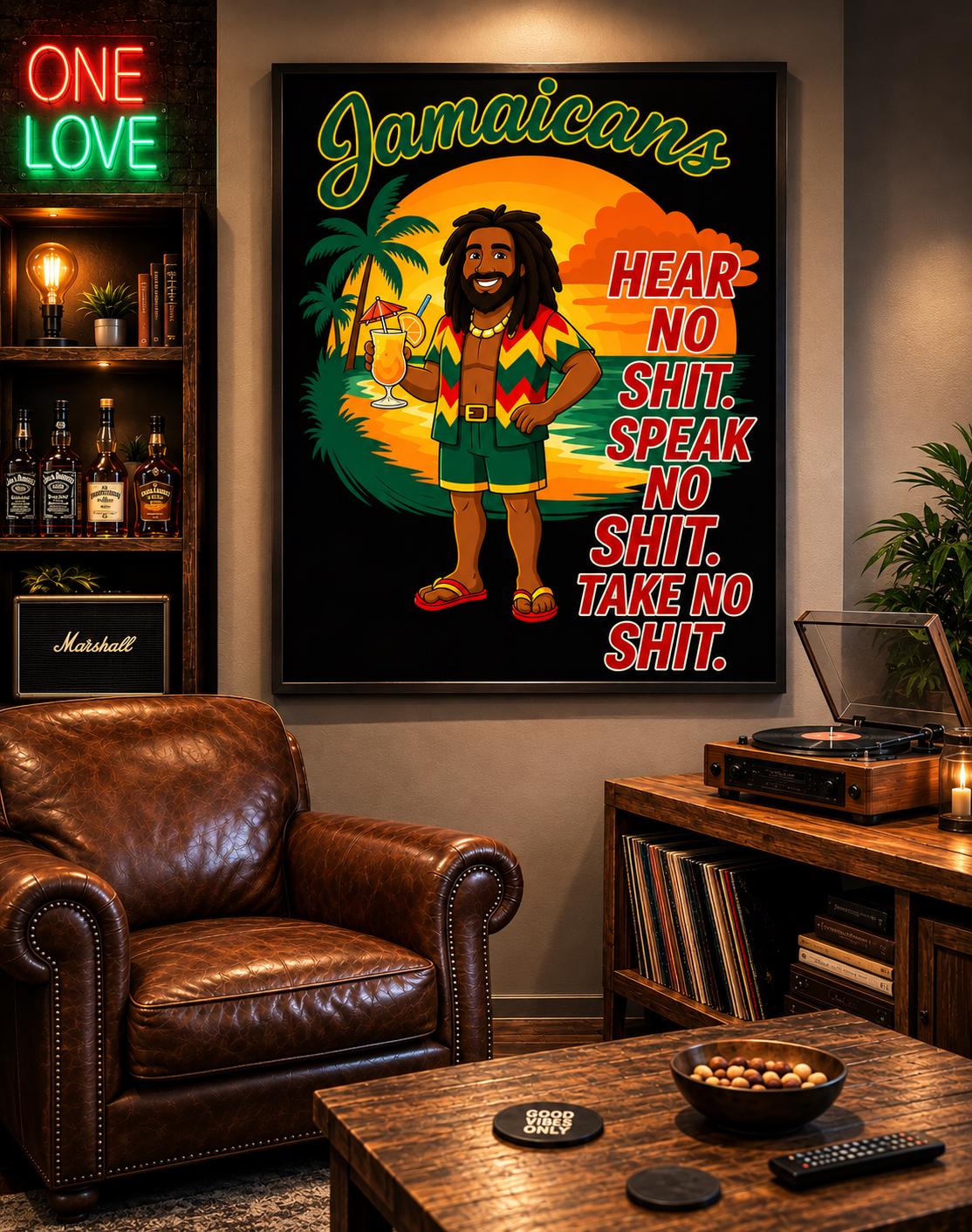 Jamaican Rasta Reggae Sunset Art Print, Kingston Roots Home Bar Decor 11 x14, product view 11