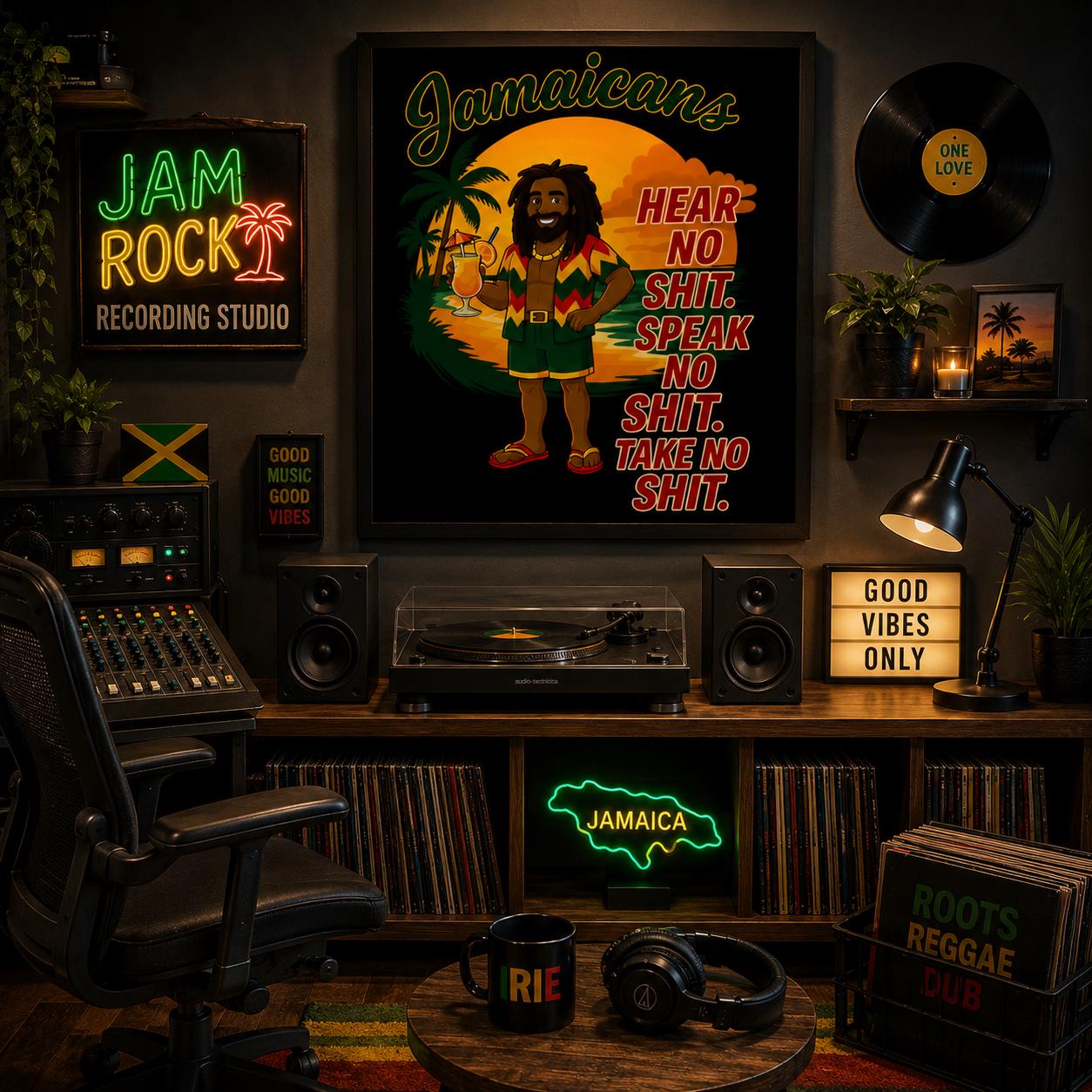 Jamaican Rasta Reggae Sunset Art Print, Kingston Roots Home Bar Decor 11 x14, product view 13