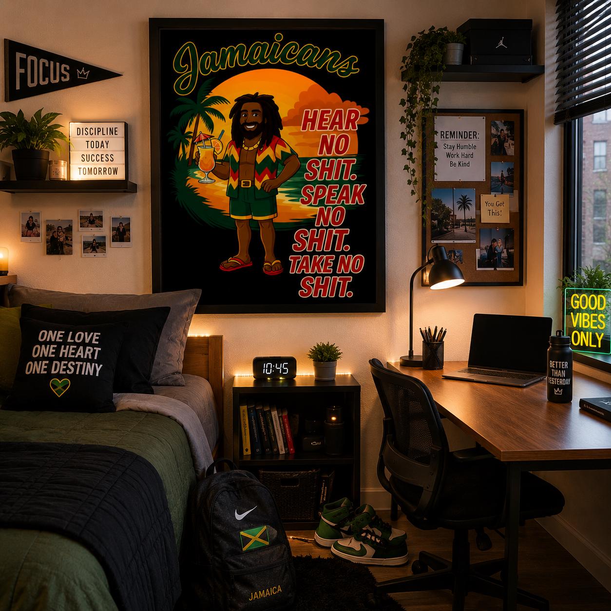 Jamaican Rasta Reggae Sunset Art Print, Kingston Roots Home Bar Decor 11 x14, product view 14