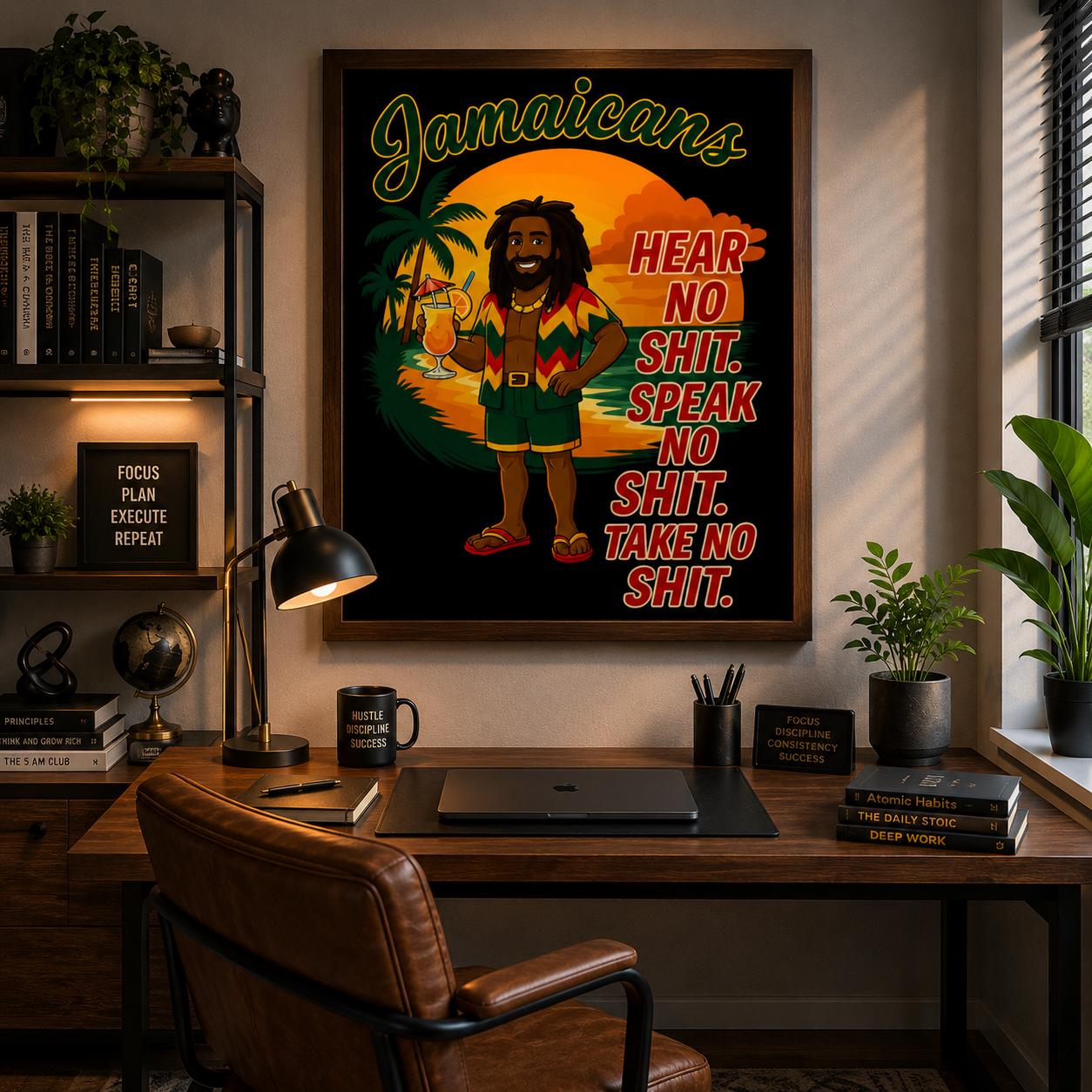 Jamaican Rasta Reggae Sunset Art Print, Kingston Roots Home Bar Decor 11 x14, product view 15