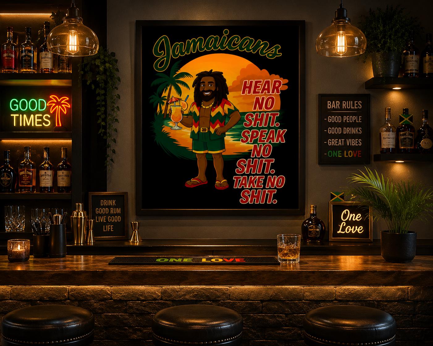 Jamaican Rasta Reggae Sunset Art Print, Kingston Roots Home Bar Decor 11 x14, product view 16