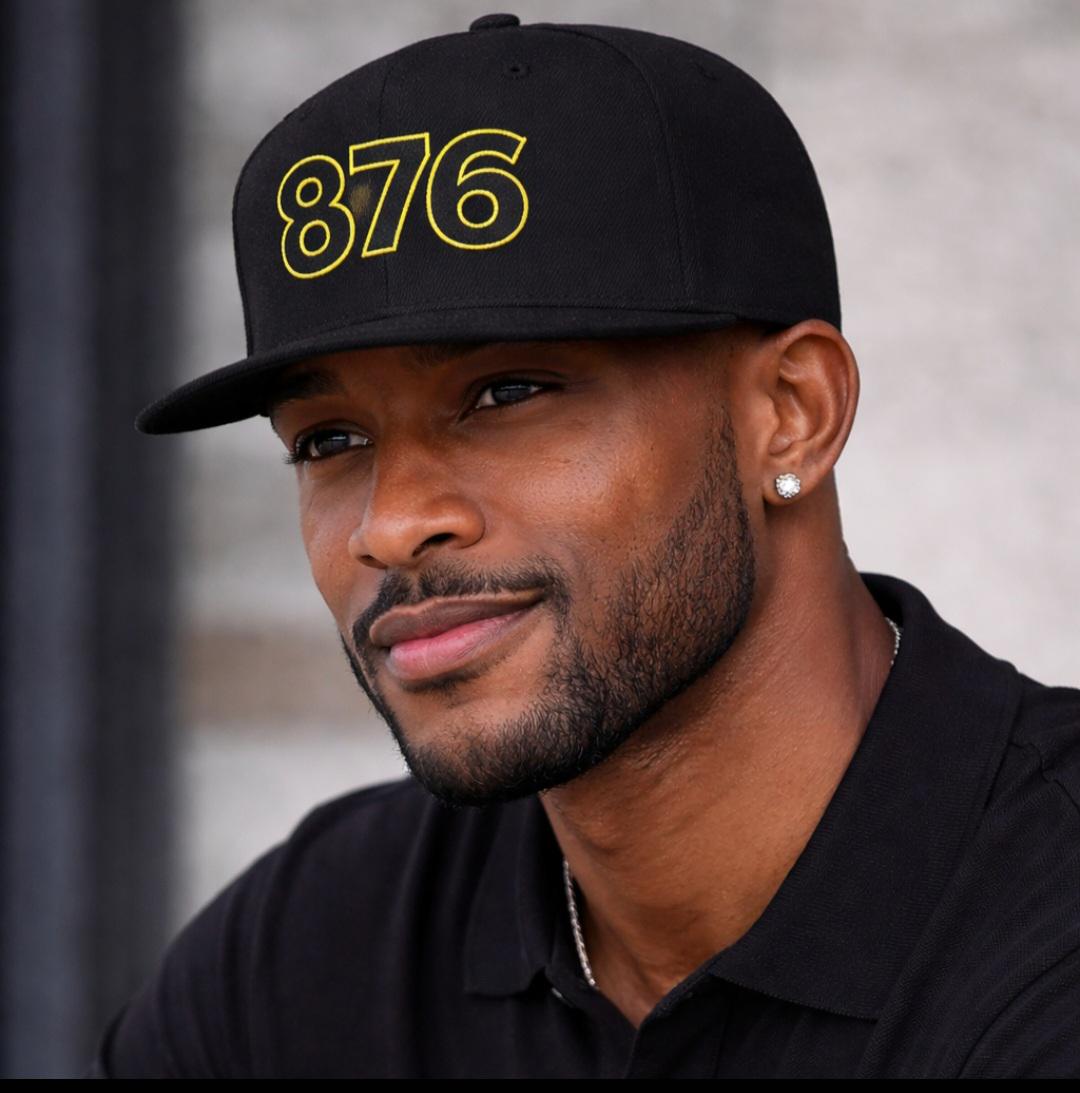 876 Jamaica Snapback Hat. Jamaica Area Code Cap. Caribbean Pride Flat Bill Streetwear Gift, product view 3