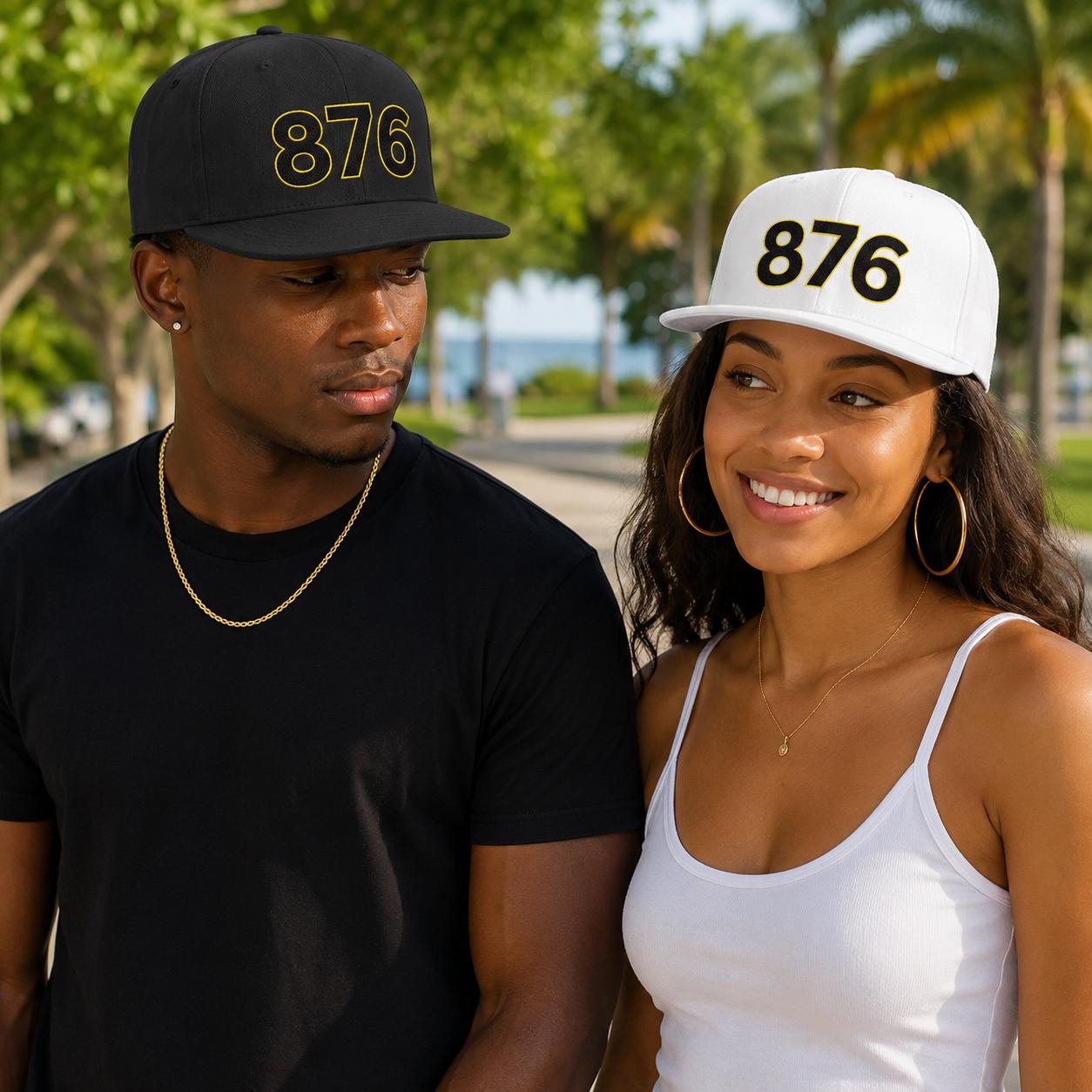 876 Jamaica Snapback Hat. Jamaica Area Code Cap. Caribbean Pride Flat Bill Streetwear Gift, product view 8