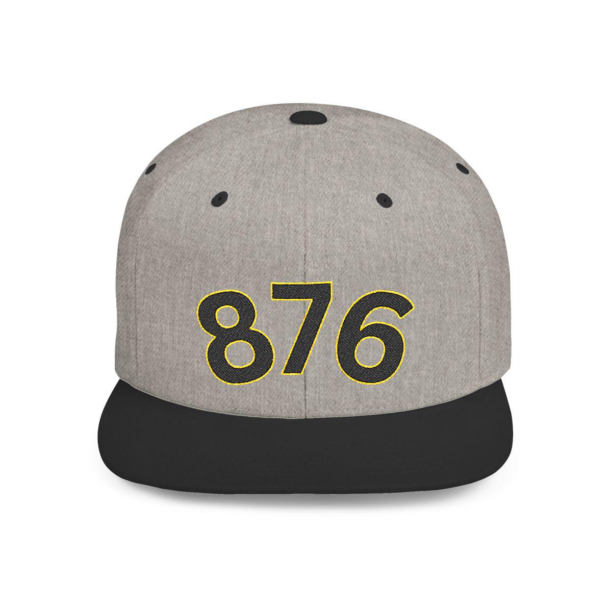 876 Jamaica Snapback Hat. Jamaica Area Code Cap. Caribbean Pride Flat Bill Streetwear Gift, product view 9