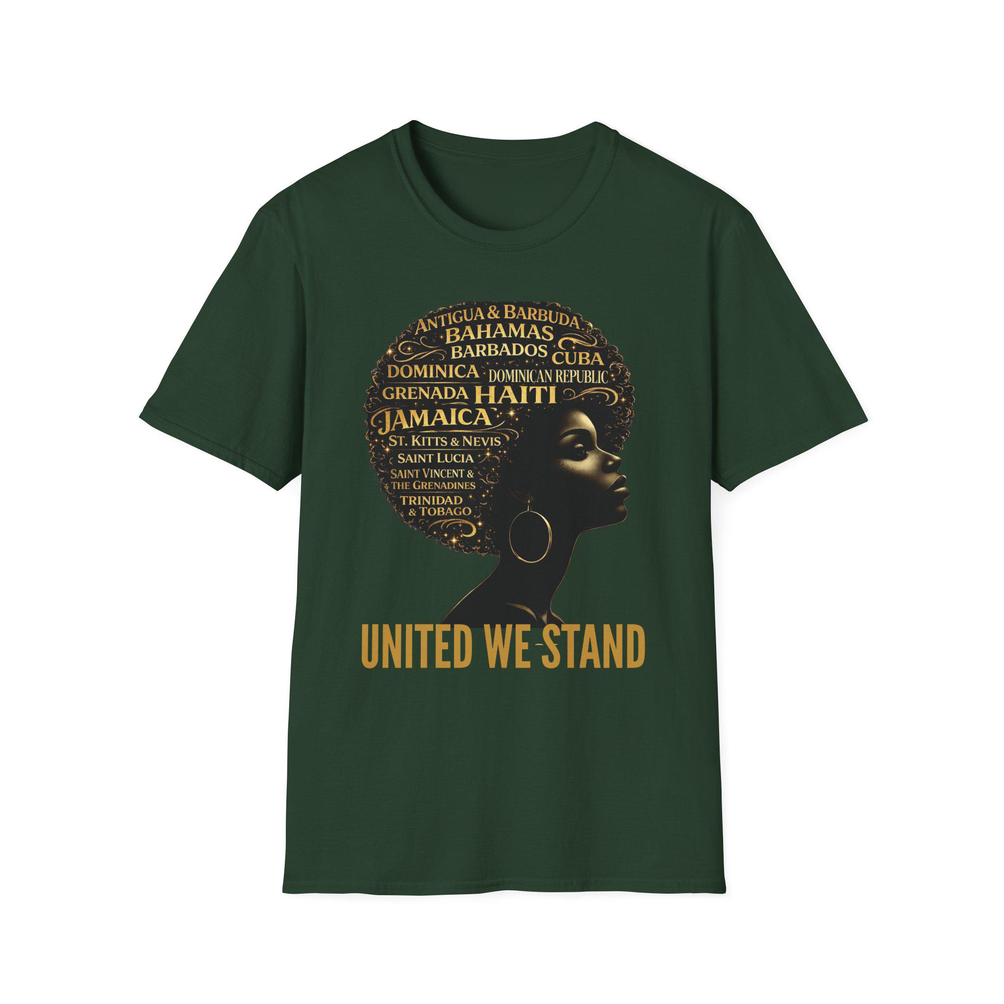 Caribbean Island Queen Afro Shirt: United We Stand Black Woman Pride Tee
