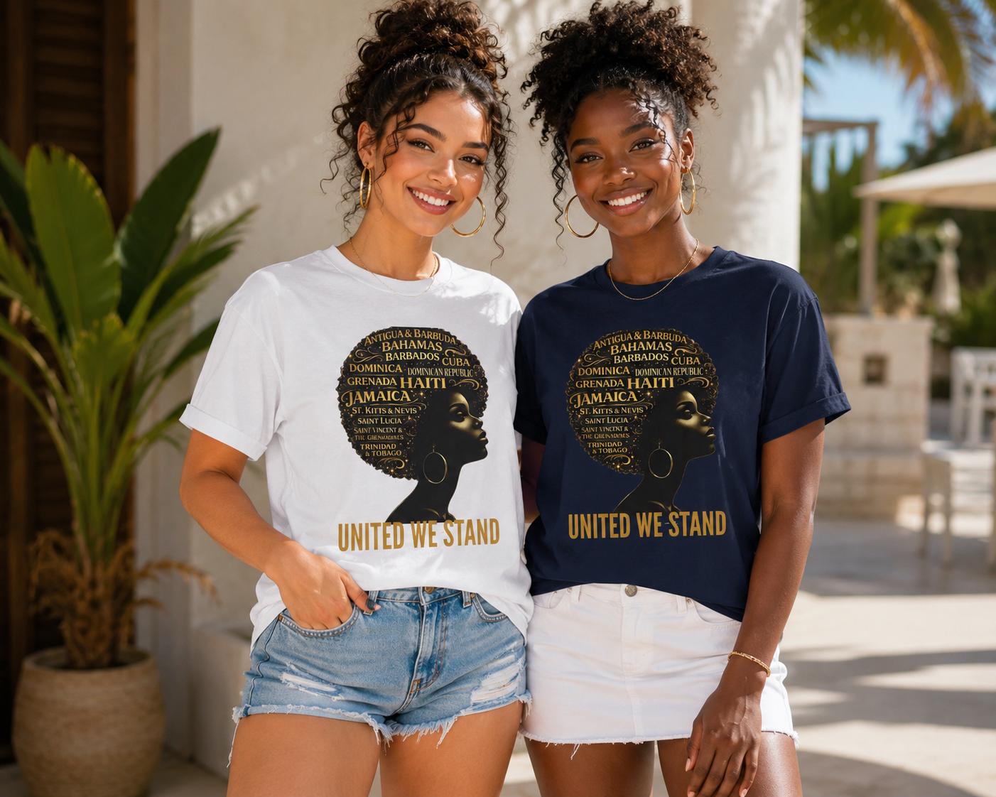Caribbean Island Queen Afro Shirt: United We Stand Black Woman Pride Tee, product view 6