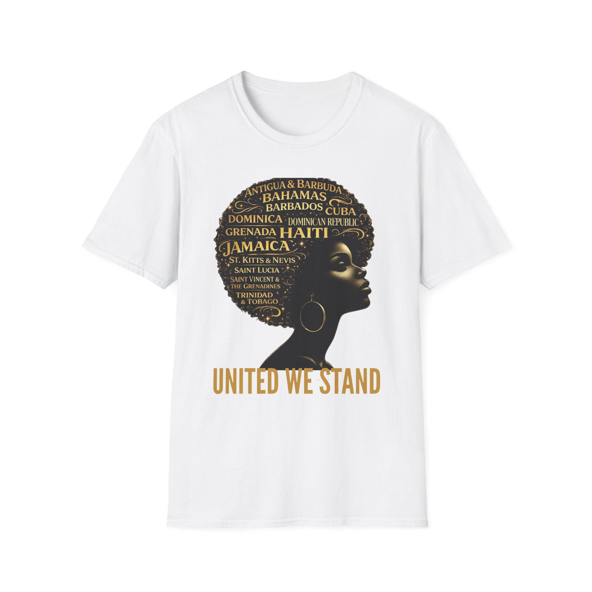Caribbean Island Queen Afro Shirt: United We Stand Black Woman Pride Tee, product view 7